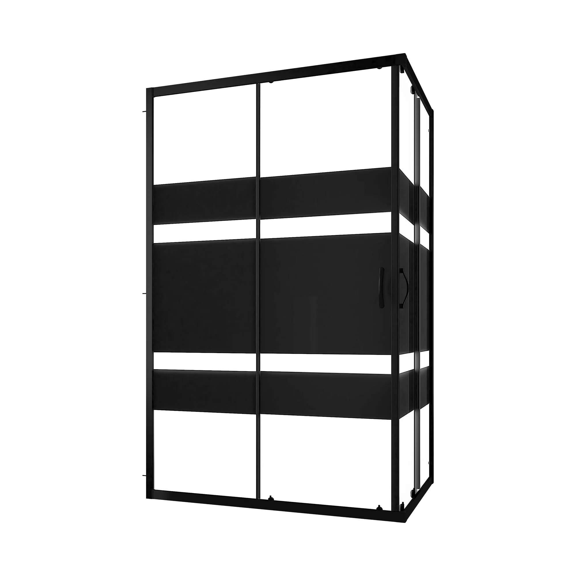 Box Doccia Angolare 70x90 cm Vetro Serigrafato Nero Mod. Willis