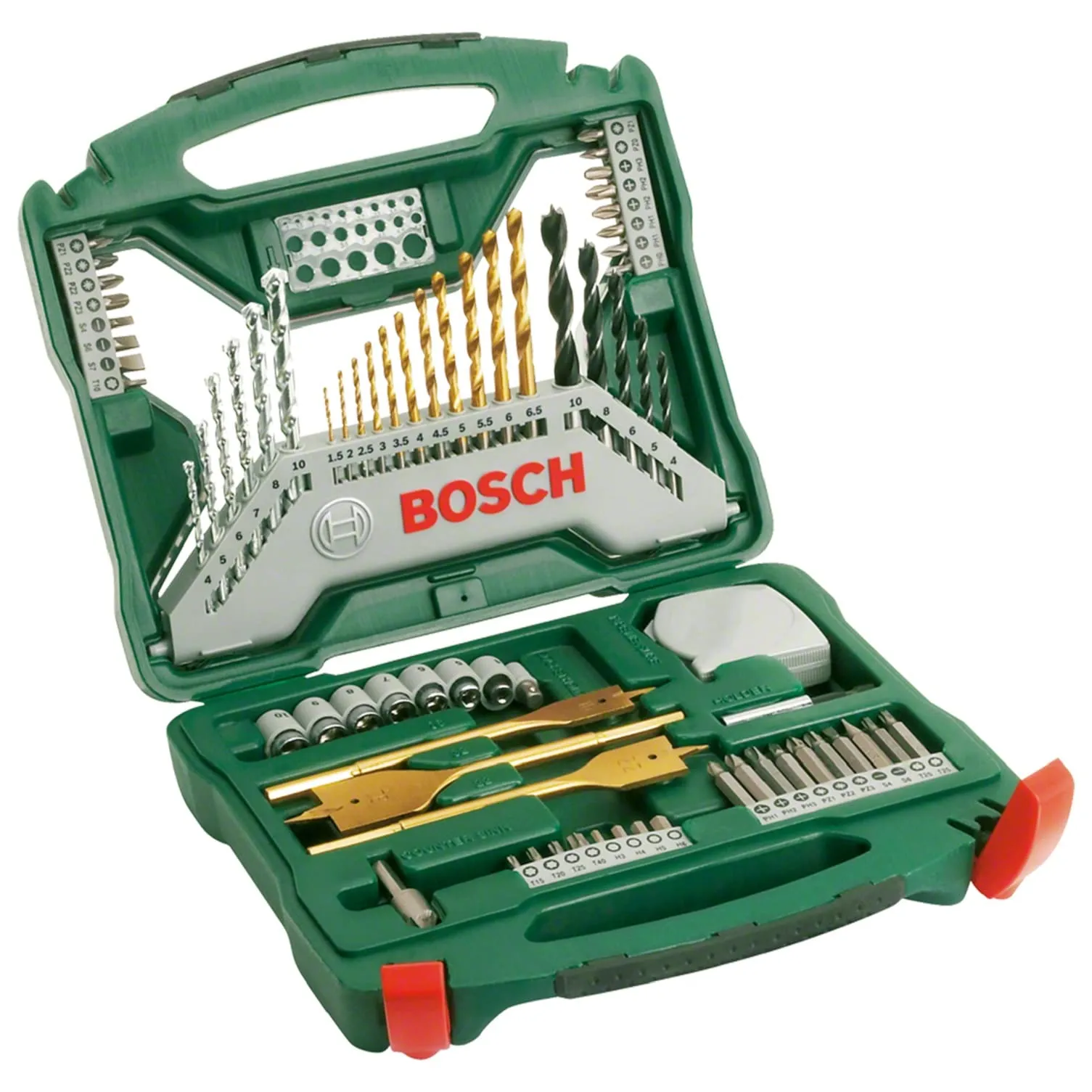 Bosch Set 70 Pezzi Trapano e Cacciavite X-Line Titanio per Legno, Pietra e Metallo