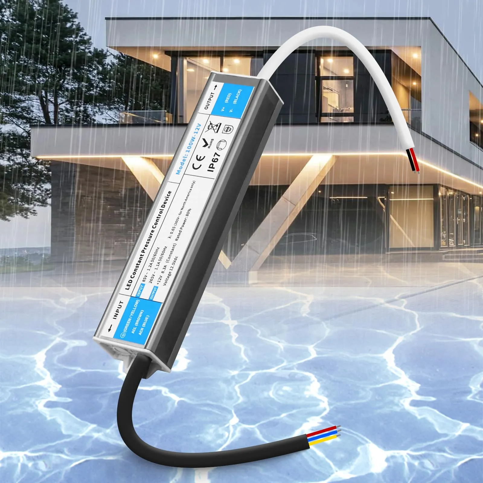 SUCIKORIO Trasformatore LED 12V 100W IP67 Ultra Sottile per Esterni e Interni