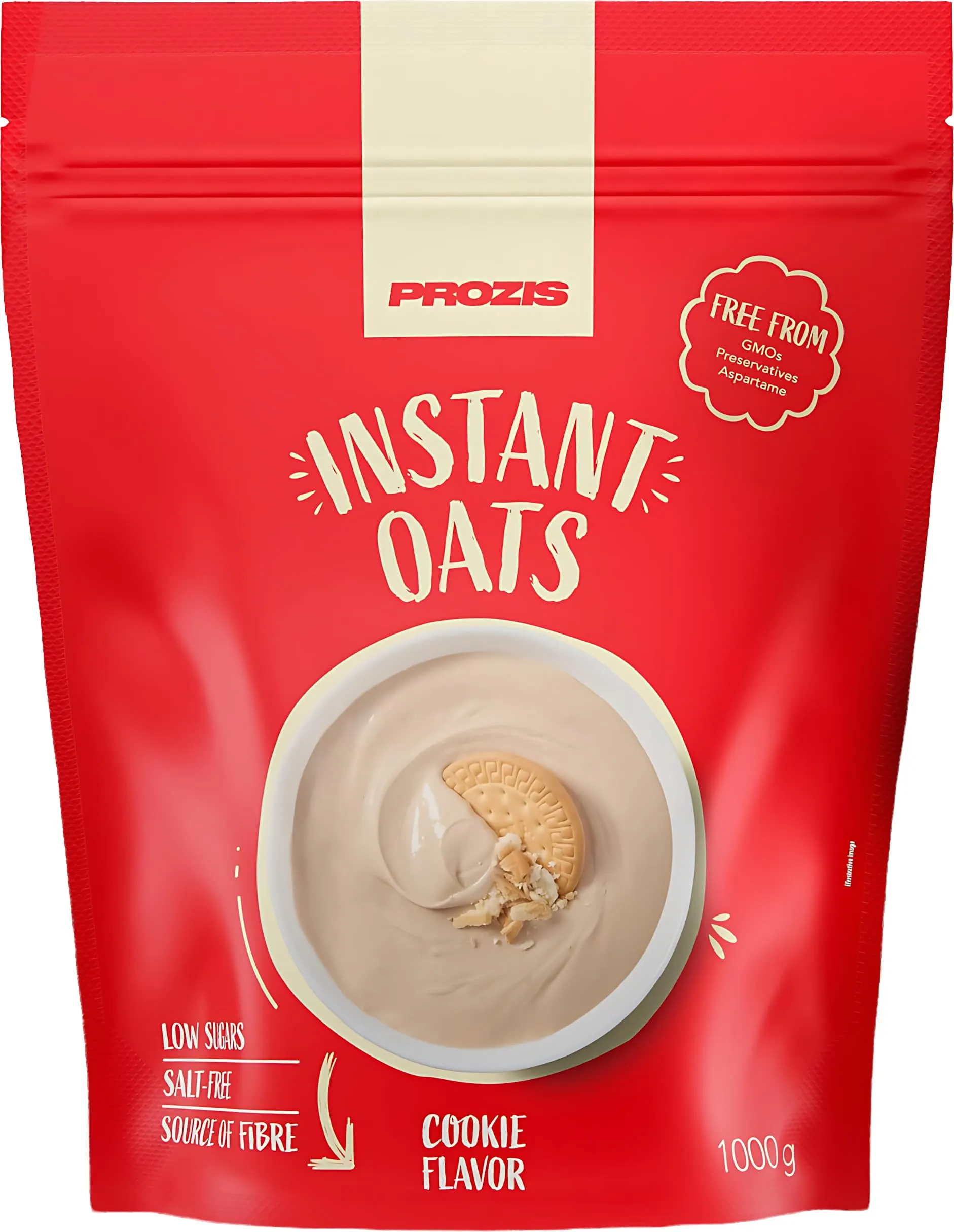 Prozis Avena Istantanea in Polvere - 1000 gr, Gusto Biscotto e Crema