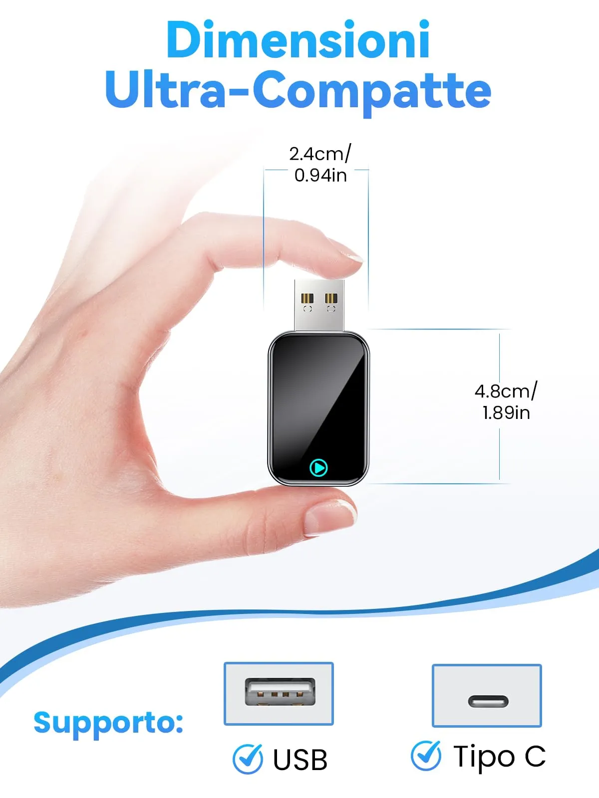Alltotive S3 Adattatore Wireless CarPlay – Trasforma Il Tuo Cavo In Bluetooth Per IPhone, Plug And Play