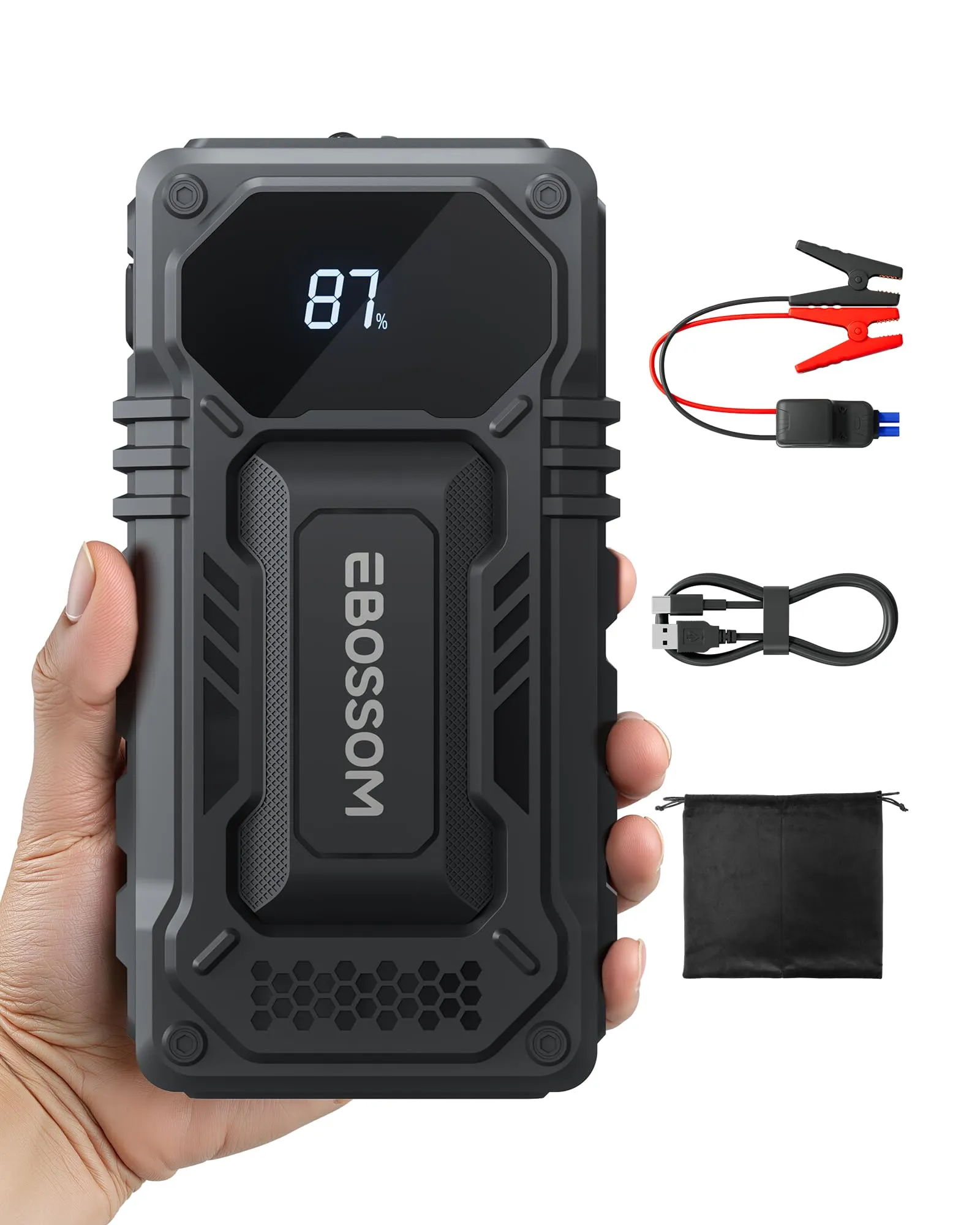 Booster Avviamento Auto Portatile con LED Torcia e Kit di Emergenza