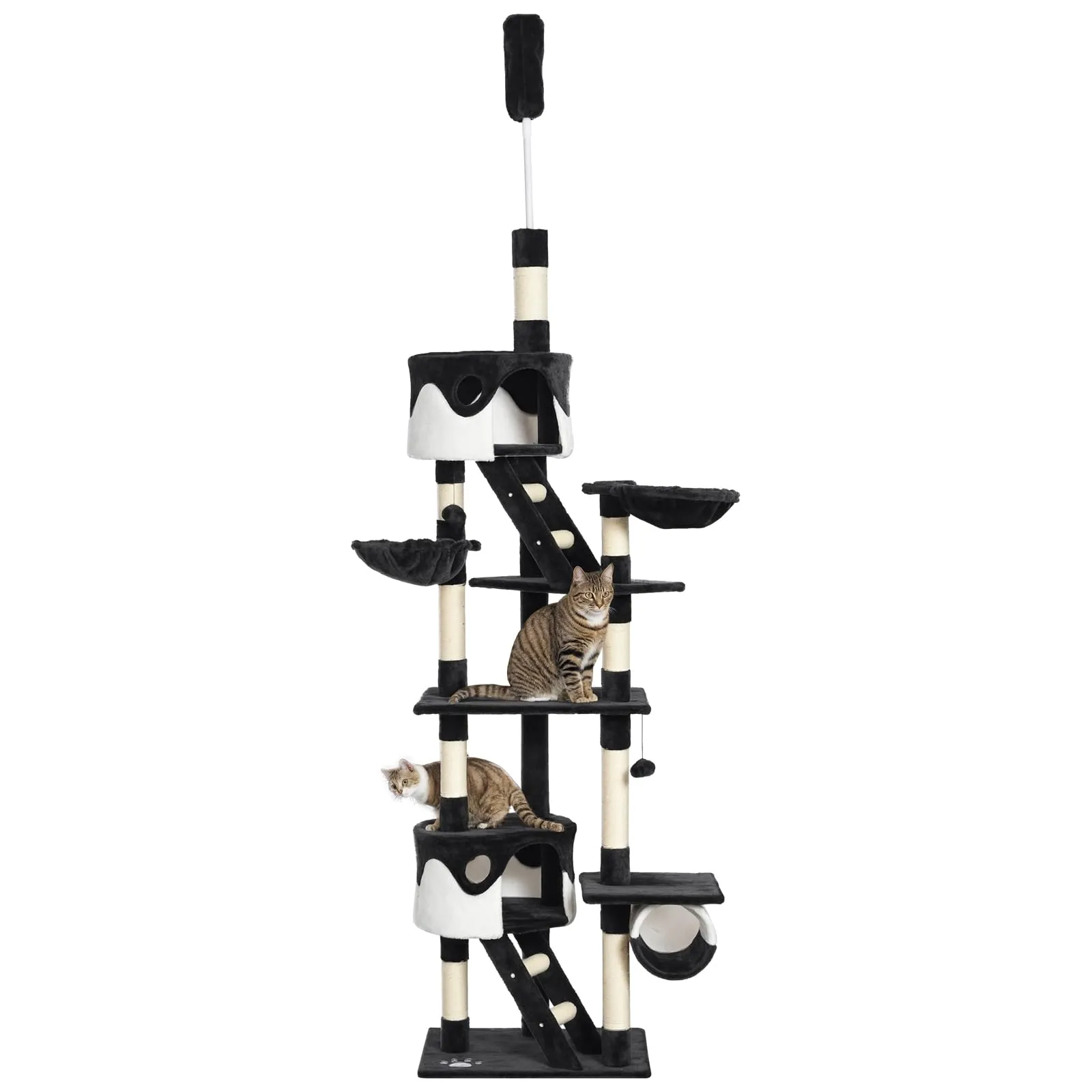 PawHut Tiragraffi per Gatti a Soffitto Regolabile Grigio