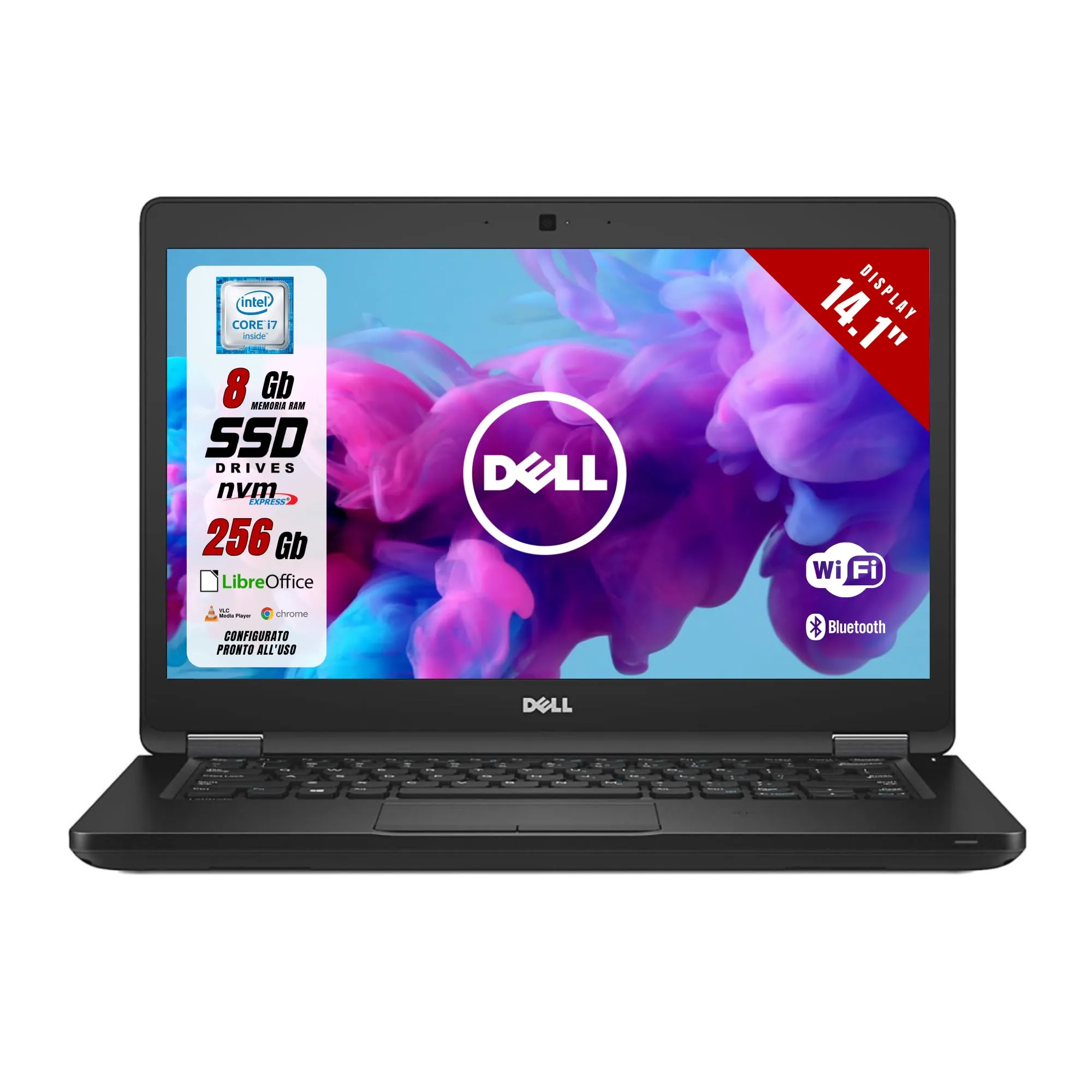 Dell Latitude - Notebook Ricondizionato, 14.1" FHD, i7-7600U, 8GB RAM, 256GB SSD, Win11