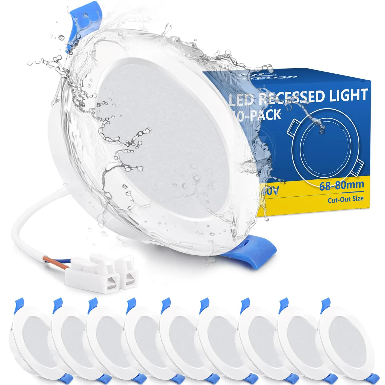 ZIZZLER 10 Faretti LED da Incasso per Cartongesso 220V, 6000K Bianco Freddo, Foro 68mm - 80mm, 5W IP44 Luci Soffitto Interno Ultra Slim, Luce Bianca, per Bagno, Cucina
