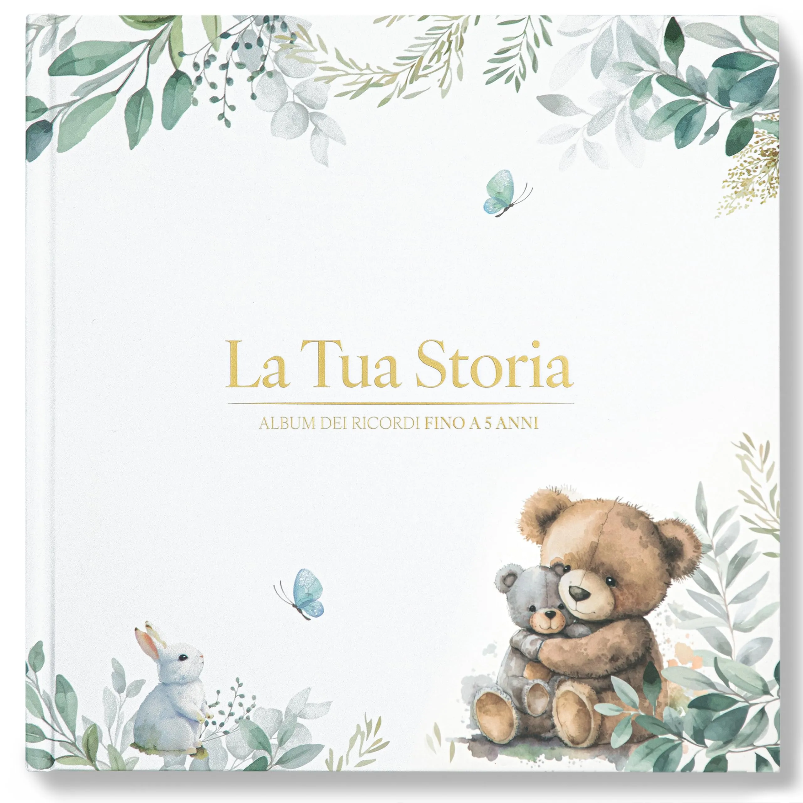 Wellode® Album Nascita Bambino/a Fino a 5 Anni con Adesivi ORO - Libro Nascita Bimbo/a con 76 Pagine - Tanto Spazio per Foto e Ricordi - Design Unico ed Elegante Ideale per Regalo Nascita Neonato