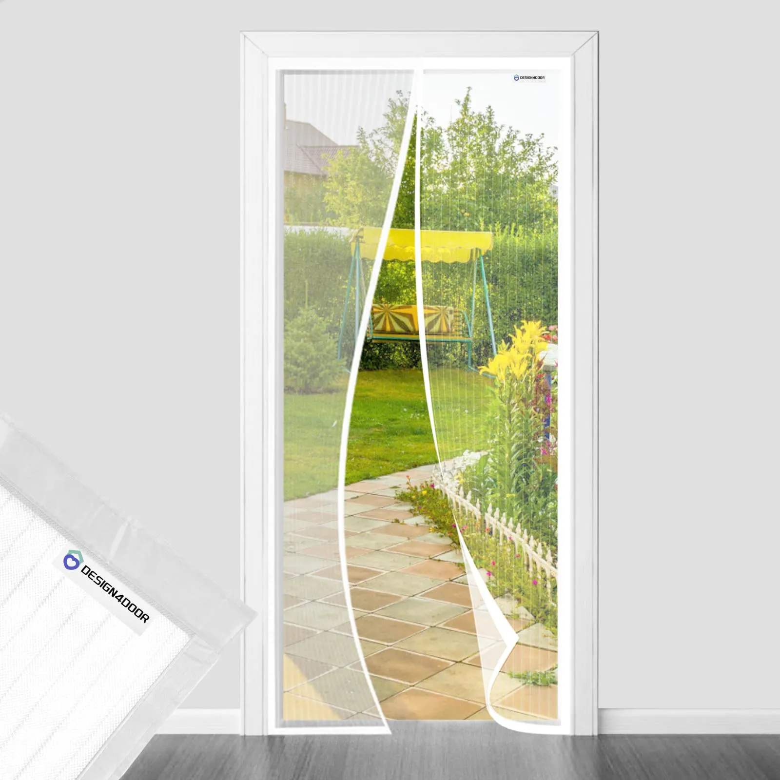 DESIGN4DOOR Zanzariera Magnetica per Porta Finestra 70x225 cm, Bianco