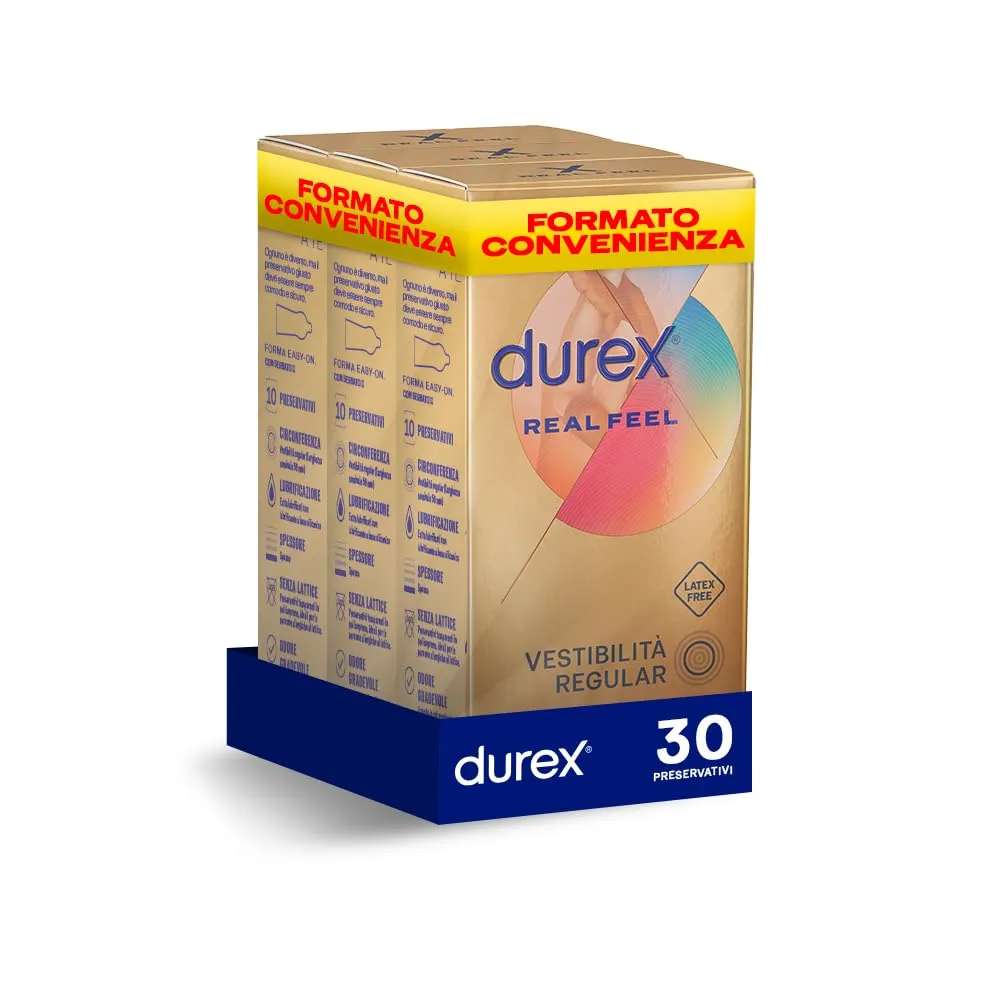 Durex Real Feel - 30 Preservativi Senza Lattice per una Sensazione Naturale