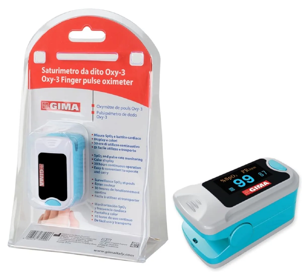 GIMA SATURIMETRO Oxy-3 Pulsossimetro da Dito Portatile