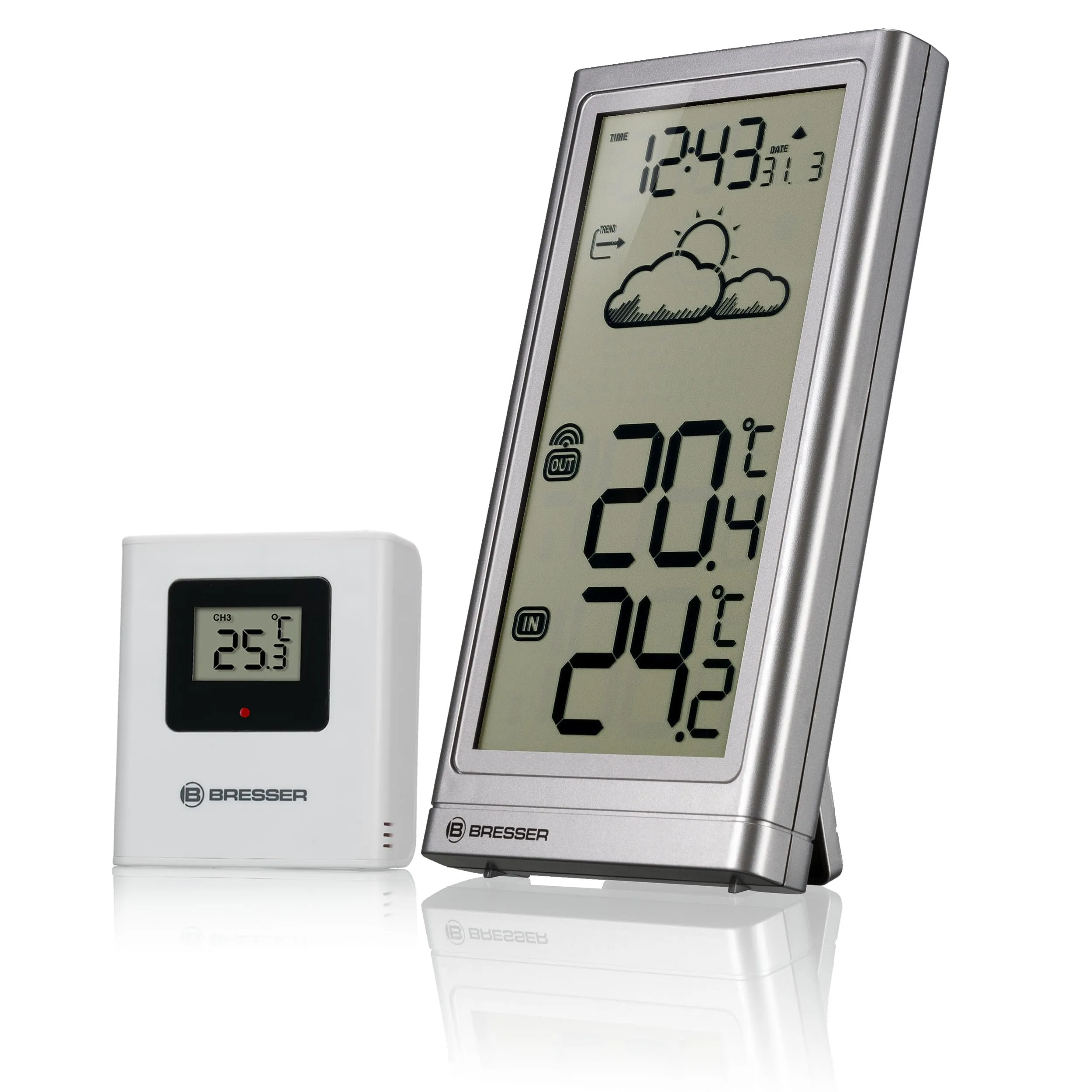 Stazione Meteorologica Radio Bresser Meteo Temp con Sensore Esterno e Display Large