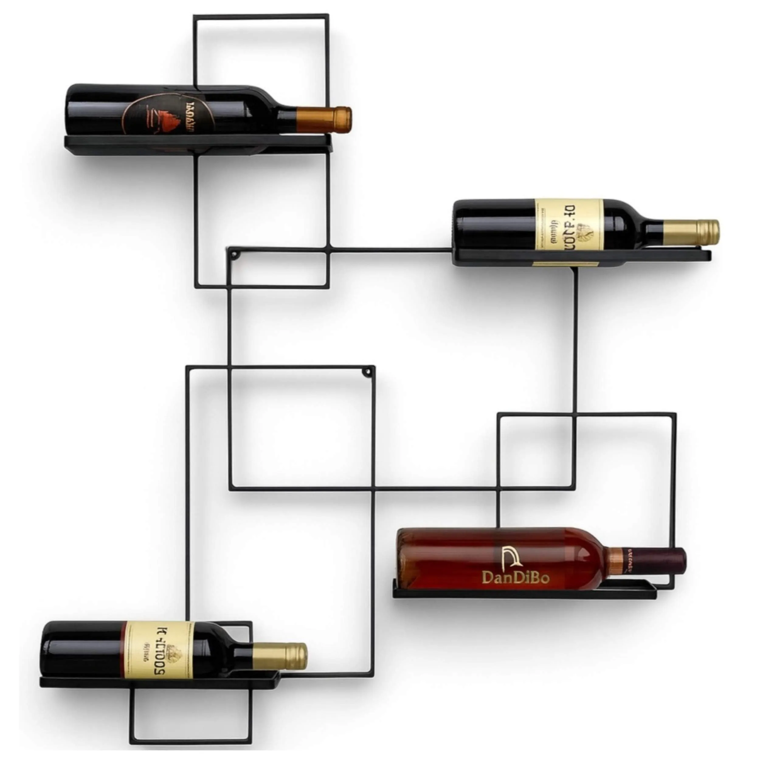 DanDiBo Portabottiglie da Parete Metallo Nero Black Line
