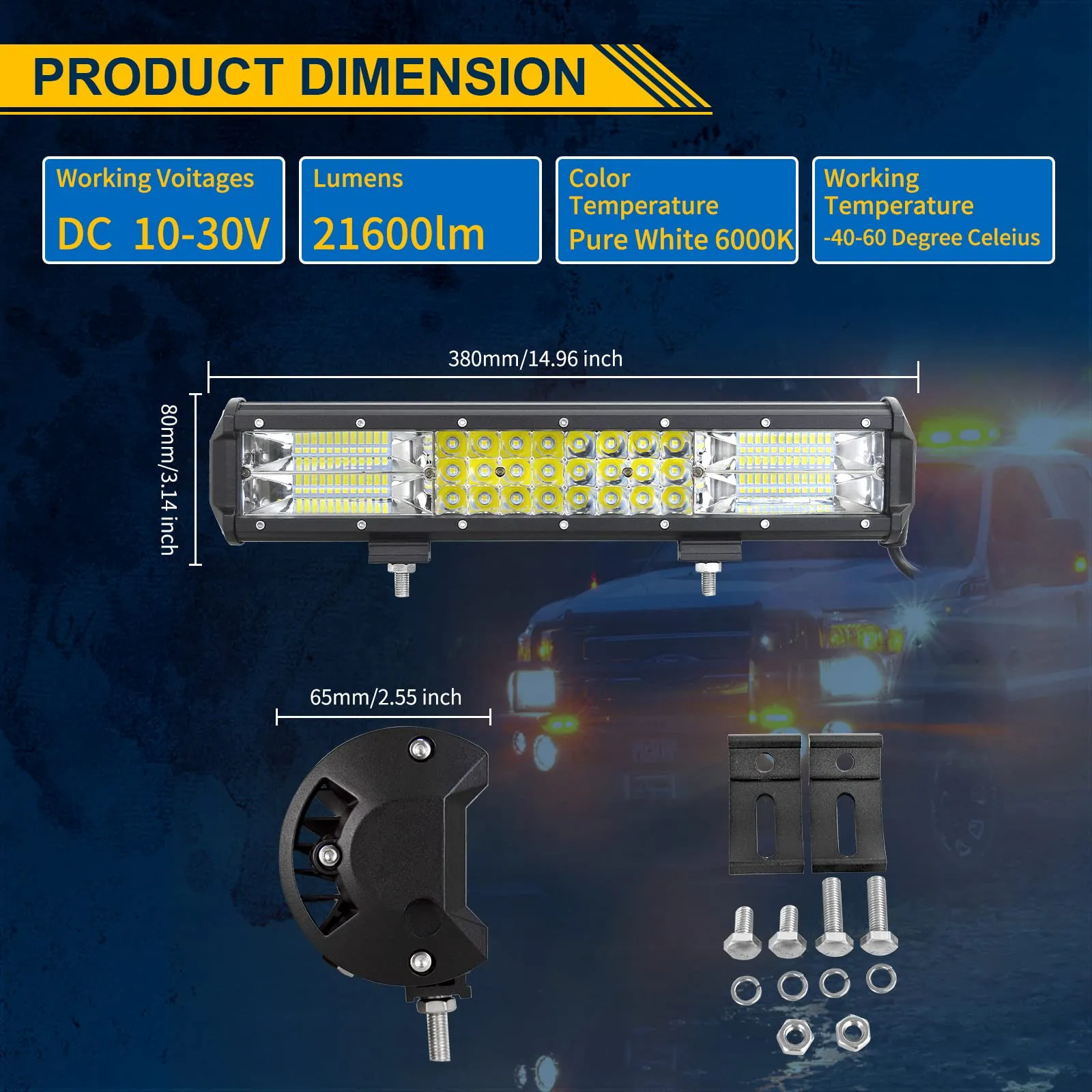 Willpower Barra LED Fuoristrada 38cm 216W