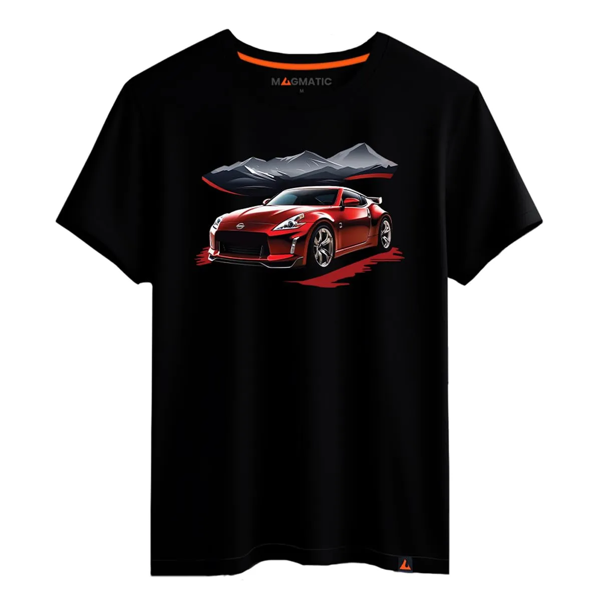 Magmatic - Maglietta Auto Sportiva Premium Nera in Cotone 100%