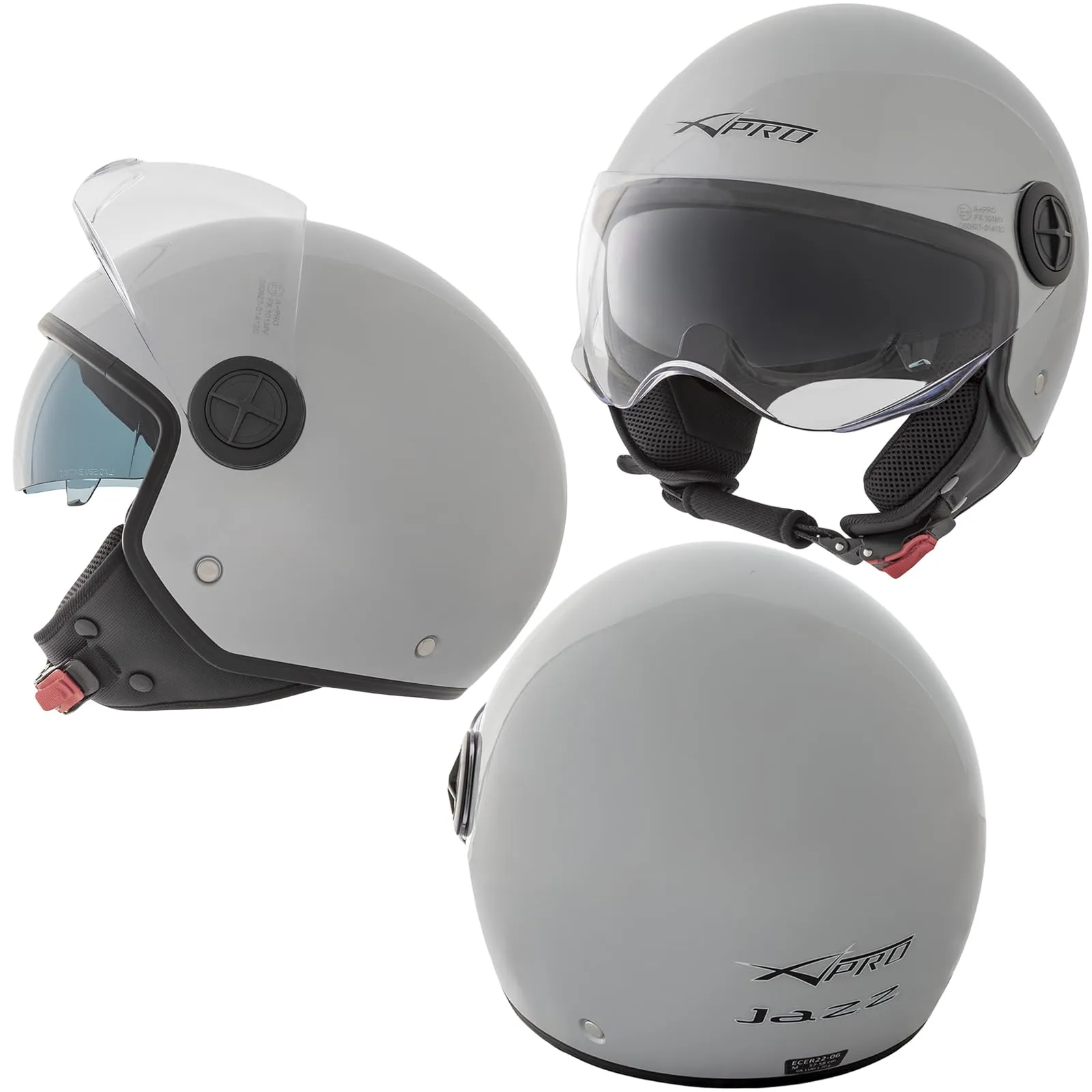 A-Pro Casco Jet Moto Scooter Omologato ECE 22 06 Parasole Doppia Visiera Sonicmoto