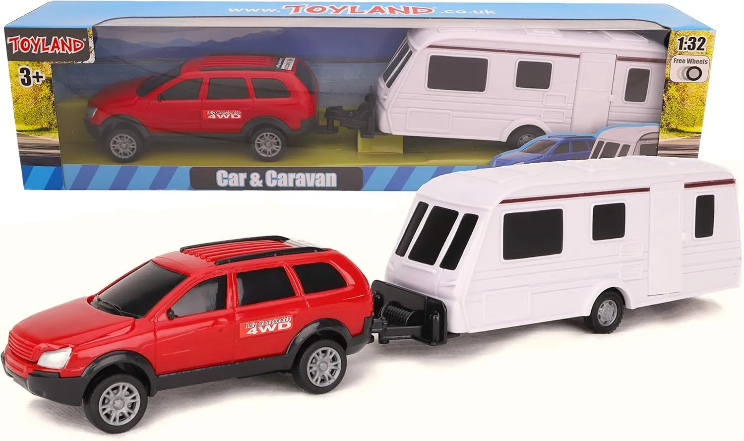 Toyland® Set Auto e Roulotte 1:32 - Rosso