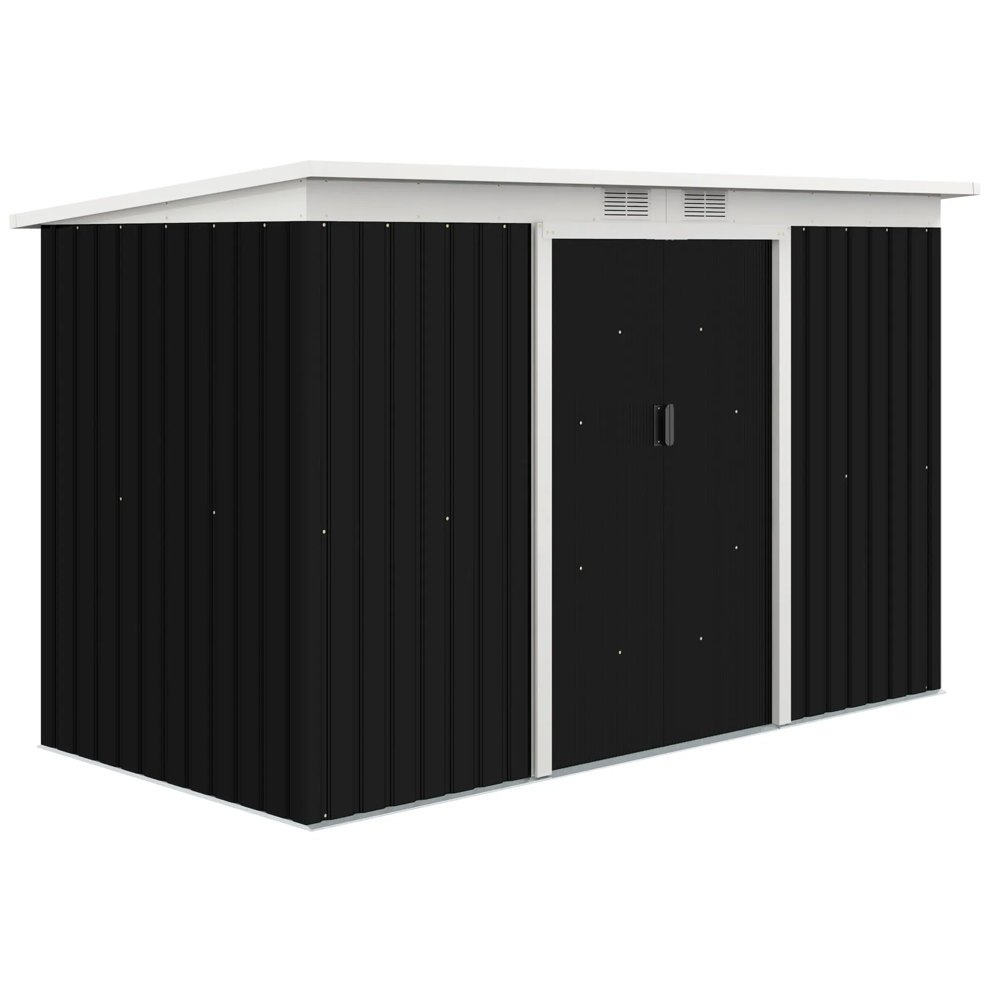 Outsunny Casetta da Giardino Porta Utensili in Acciaio 280x130x172cm Grigio-Nero