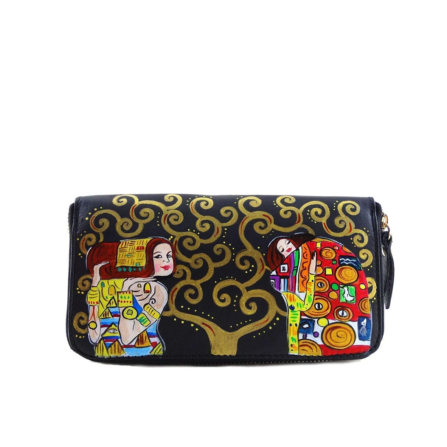 Portafoglio Donna in Pelle Dipinta a Mano - L'Albero della Vita di Klimt