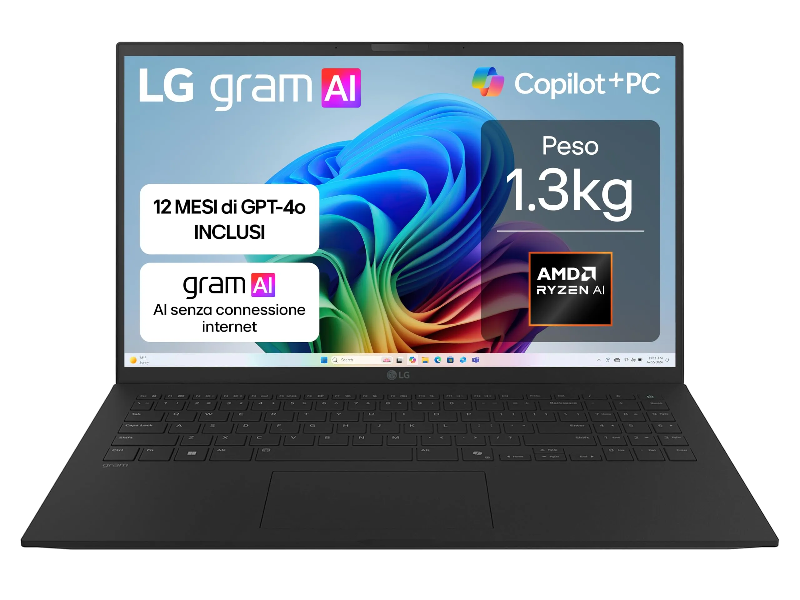 LG gram AI 15Z80T - Notebook Ultraleggero 15.6" Nero