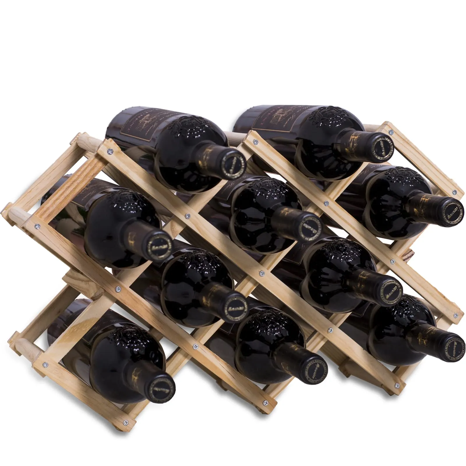 Newaner Portabottiglie Vino Pieghevole in Legno per 10 Bottiglie