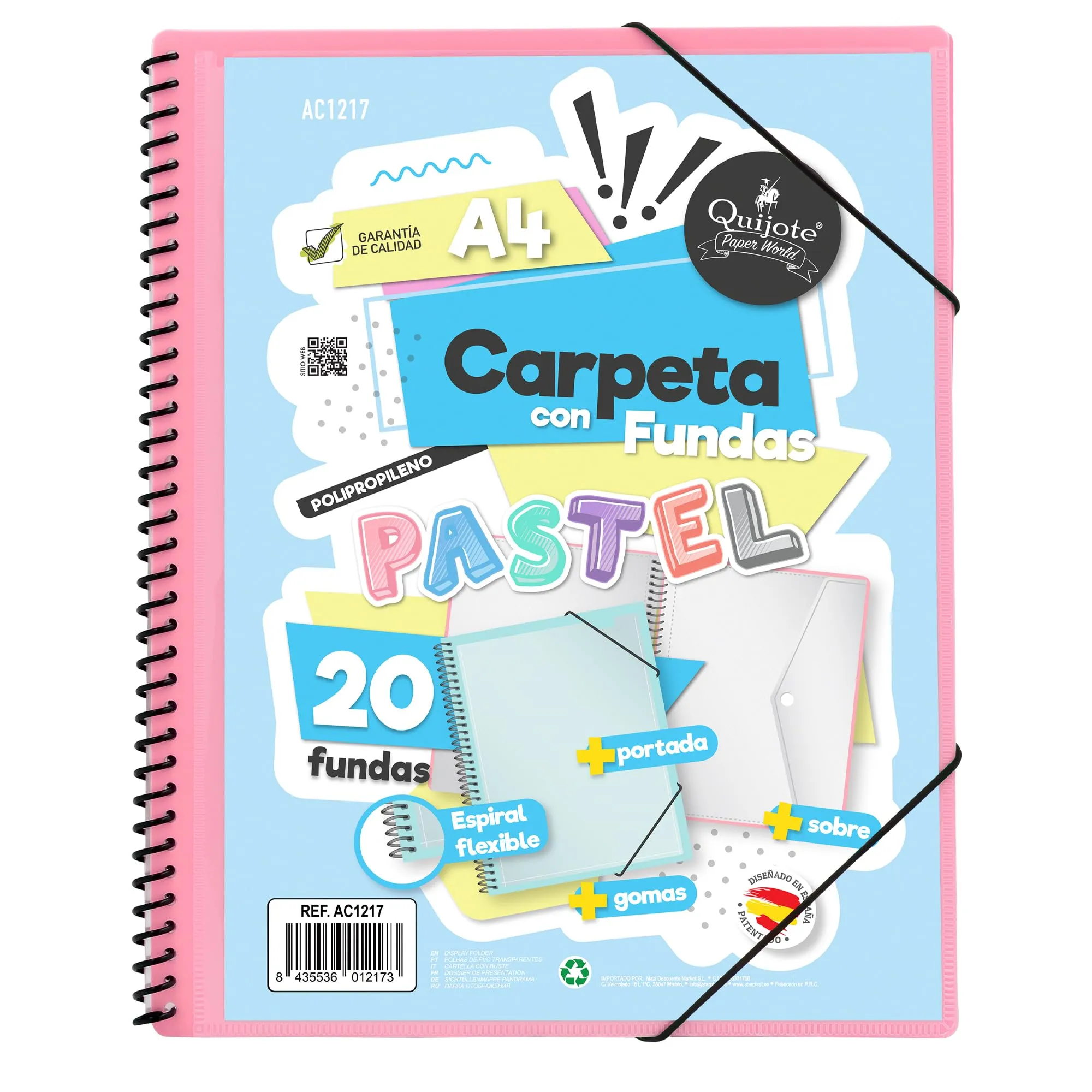 Starplast Cartella Buste Spirale Flessibile Rosa Pastello - 60 Buste A4