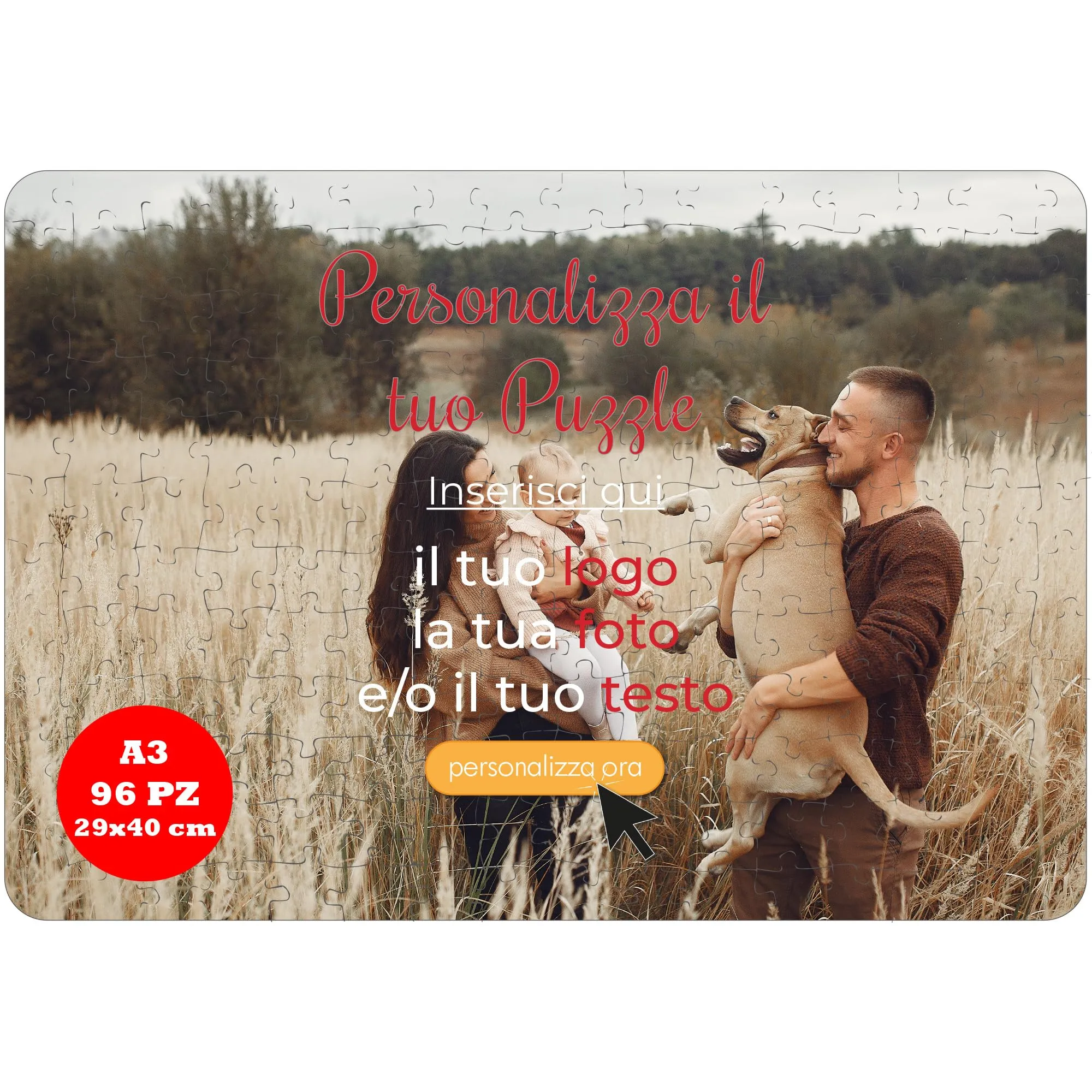 Puzzle Personalizzato con Foto e Testo - AL Production (96 pezzi, 29x40 cm)