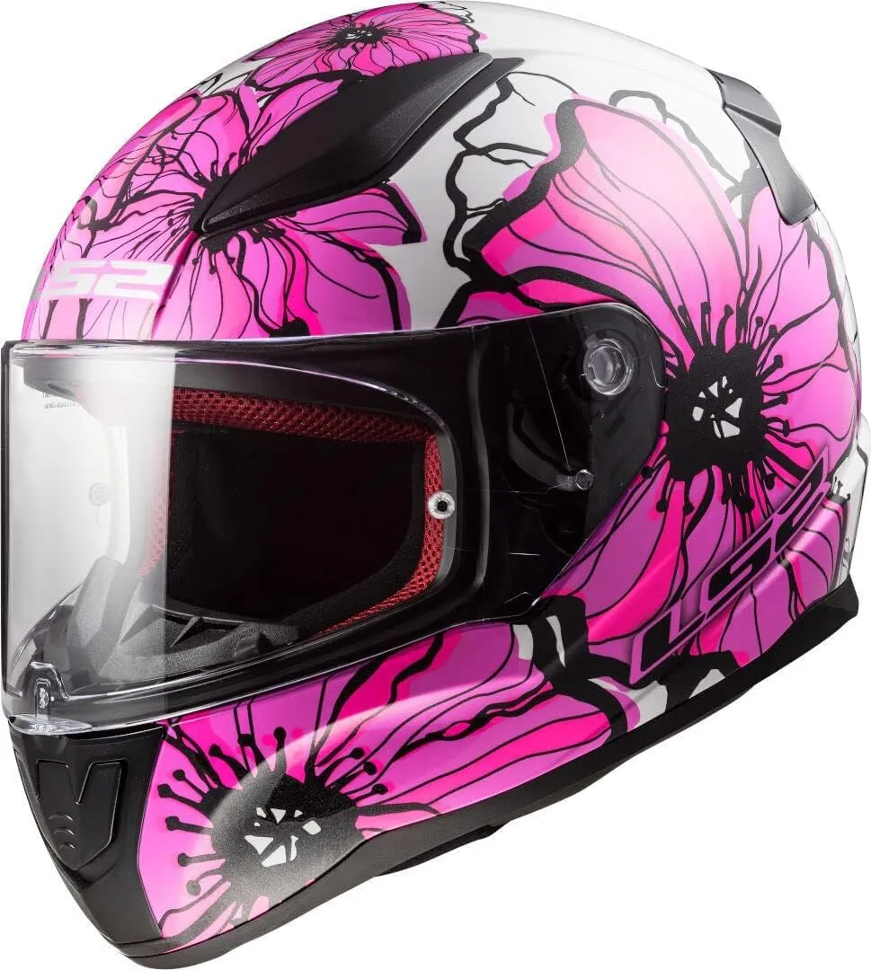 LS2 Rapid II Poppies: Casco Integrale Nero e Rosa per Motocicliste Esigenti