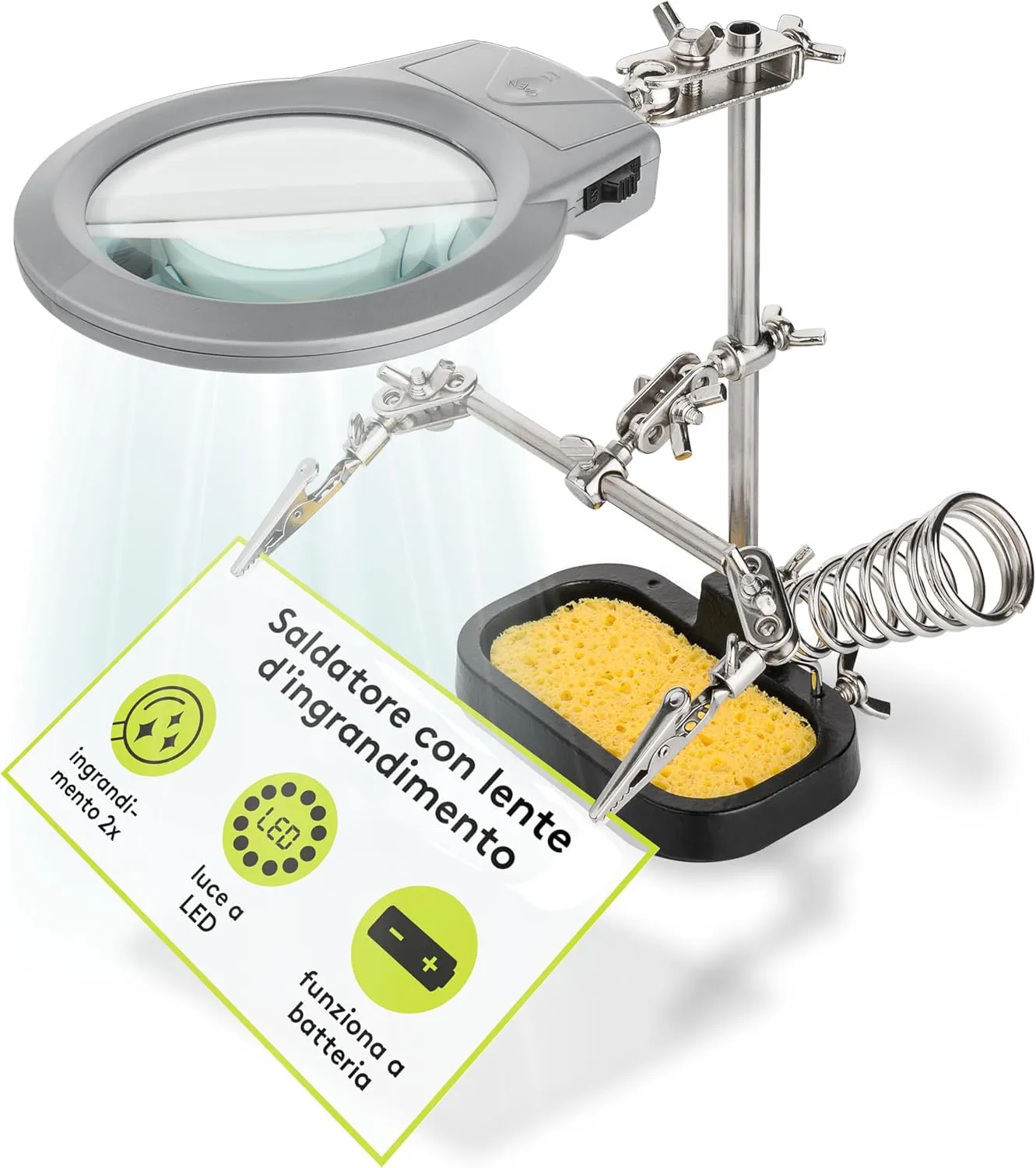 Reggi Scheda Elettronica ANFEL AN-10M con Lente, LED e Terza Mano