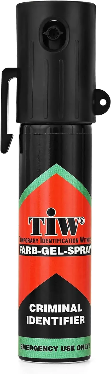 Hoernecke Tiw Farb Spray anti-aggressione in formato tascabile, in gel, da tenere in borsa, zaino o giacca, 20 ml