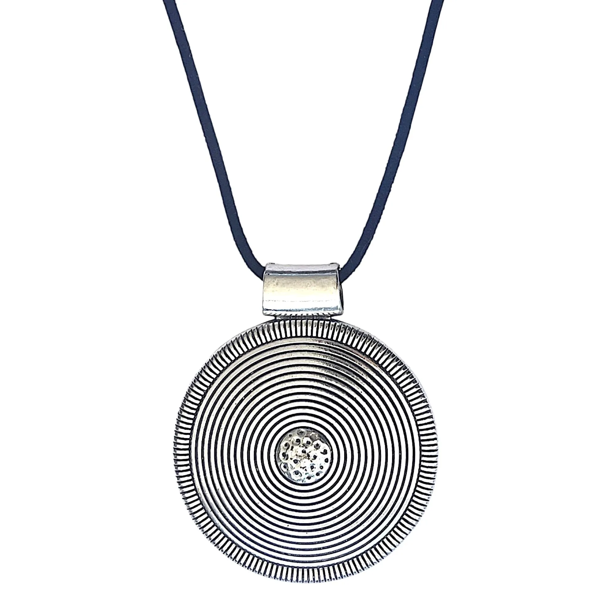 Ciondolo Spirale Argento con Catena Antelina Nera