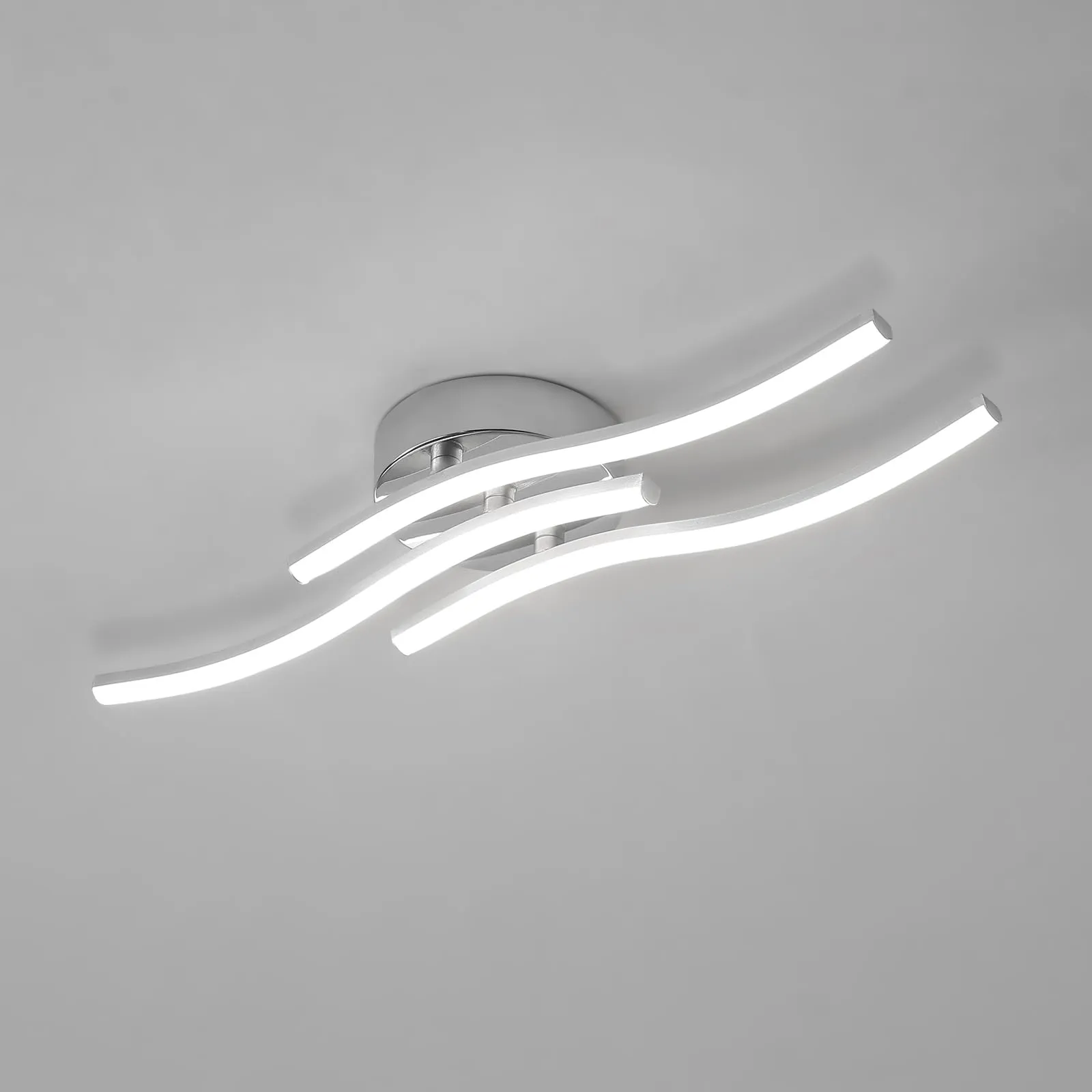Comely Plafoniera LED da Soffitto Argento 18W Design Curvo