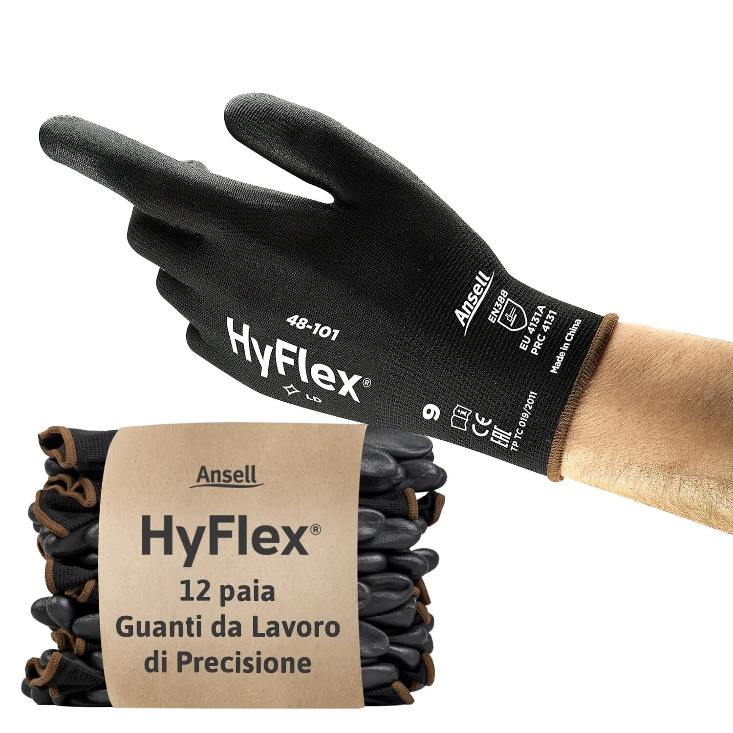 Ansell HyFlex 48-101 Guanti da Lavoro Sottili