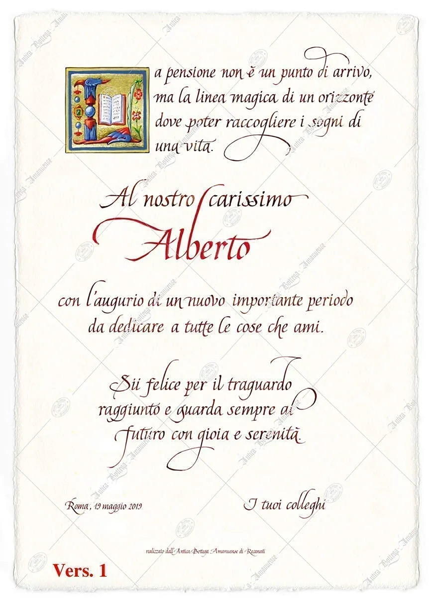 Pergamena di Auguri per Pensionamento Personalizzata - Un Tocco di Eleganza Artigianale