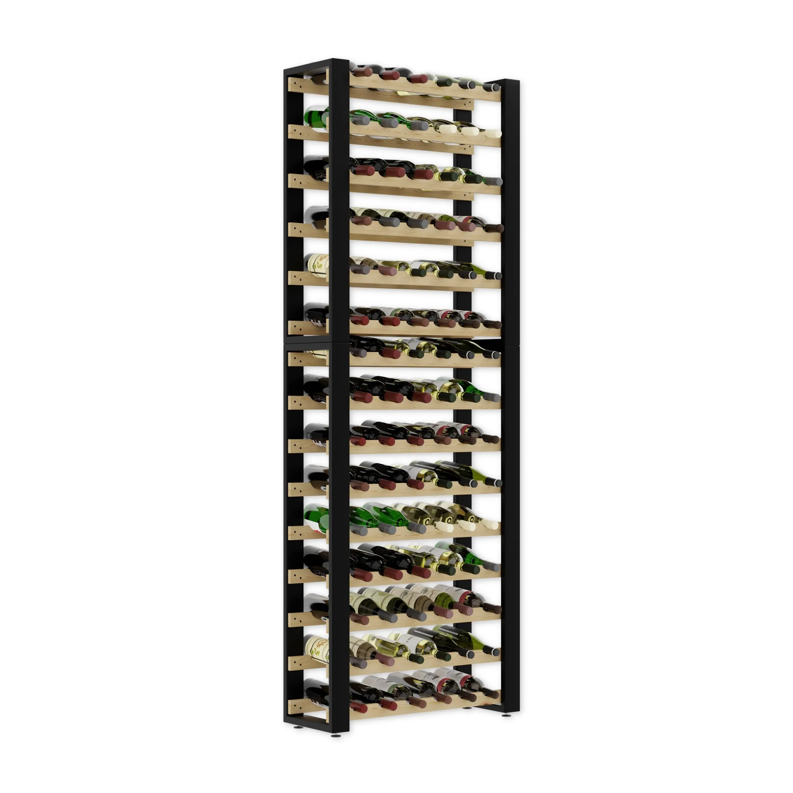 Lenmar Serie RW: Portabottiglie in Legno Massello per 54 Bottiglie - Stile Loft