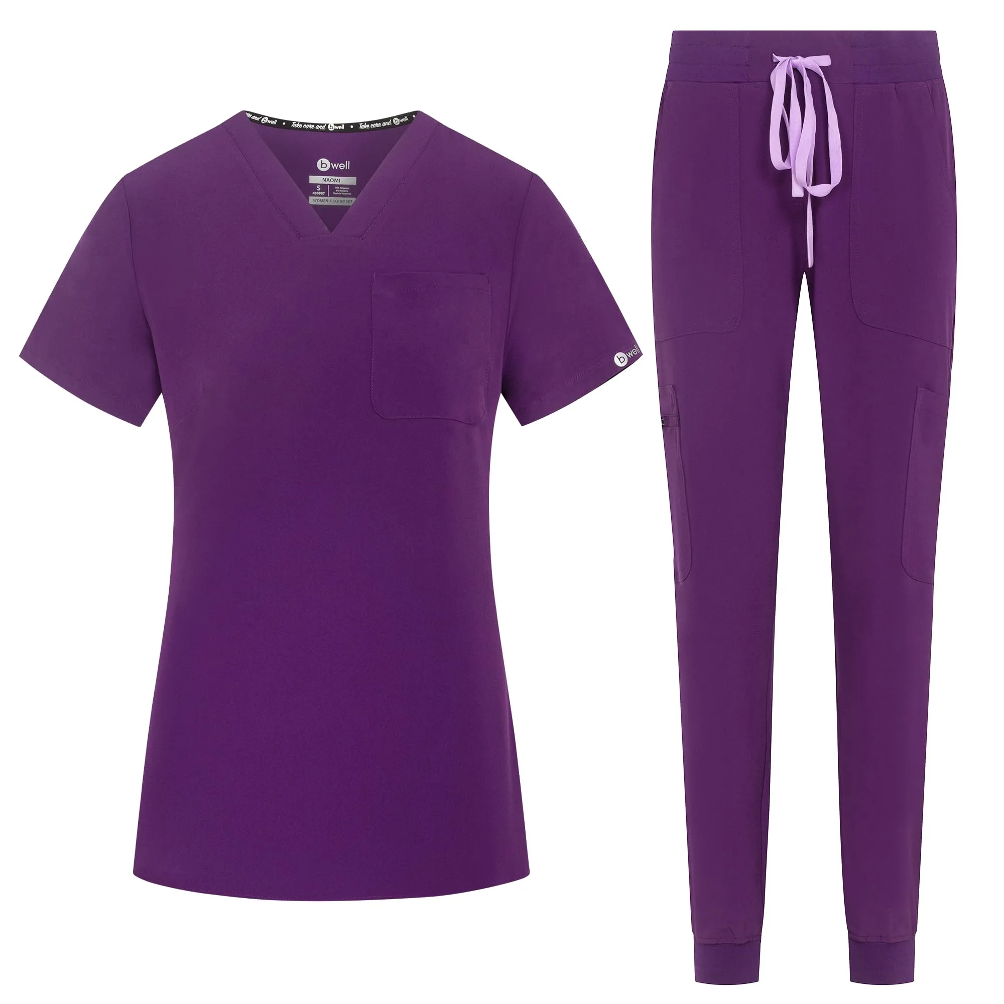 B-well NAOMI Divisa Sanitaria Donna Elastica Melanzana Taglia S