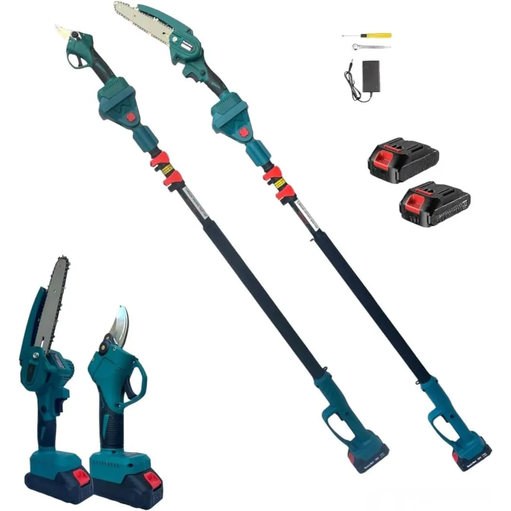 Kit per Potatura Professionale 3 in 1: Mini Motosega + Forbice Cesoia + Asta Telescopica