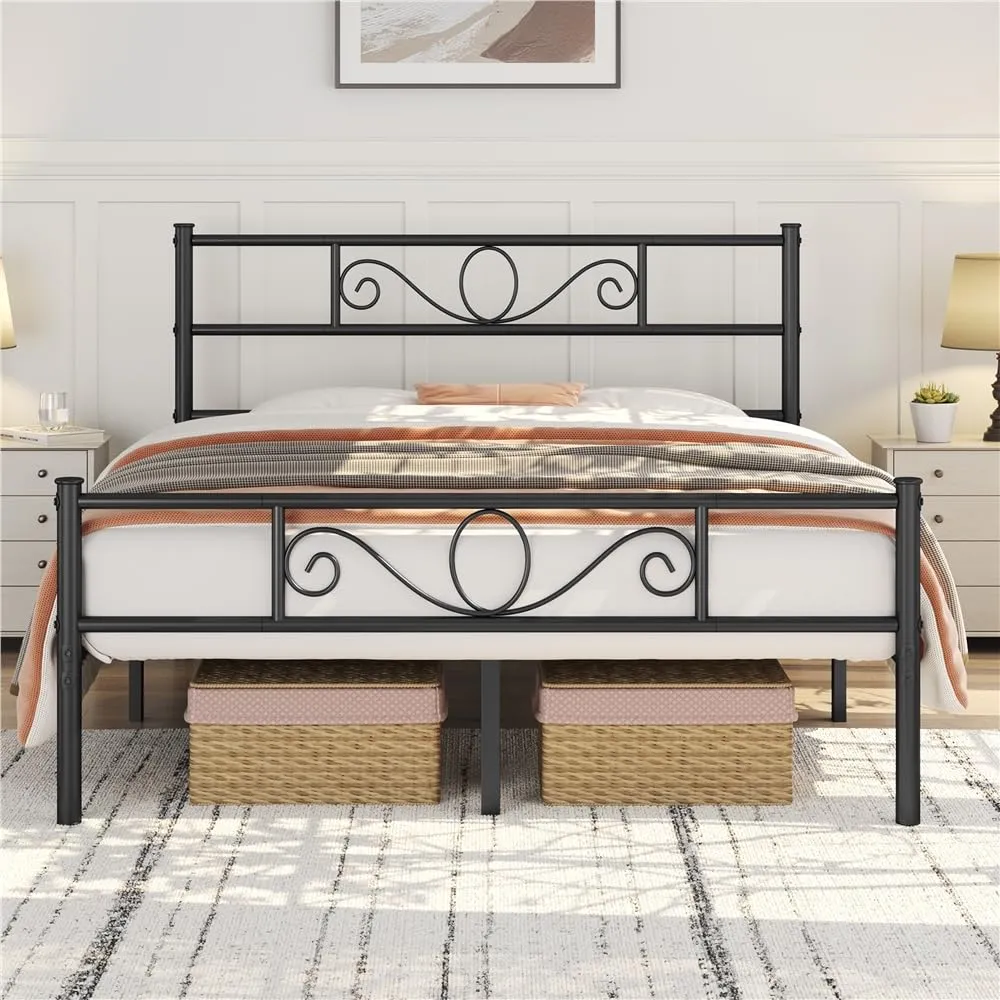 Letto Matrimoniale in Ferro Battuto Yaheetech 160x200 cm - Stile Rustico Moderno