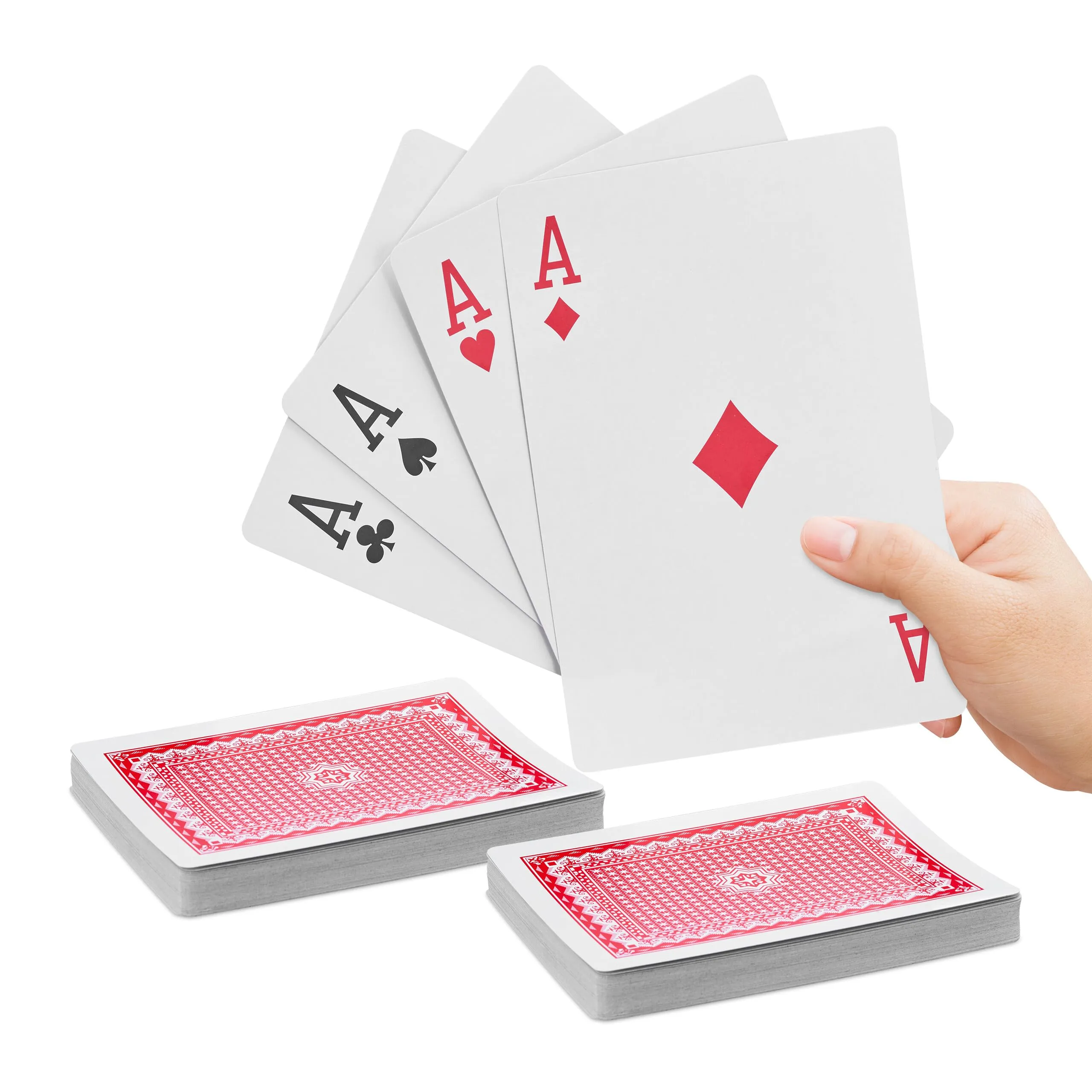 Relaxdays Carte da Gioco Giganti - Set da 2 Mazzi, Plastificate e Impermeabili