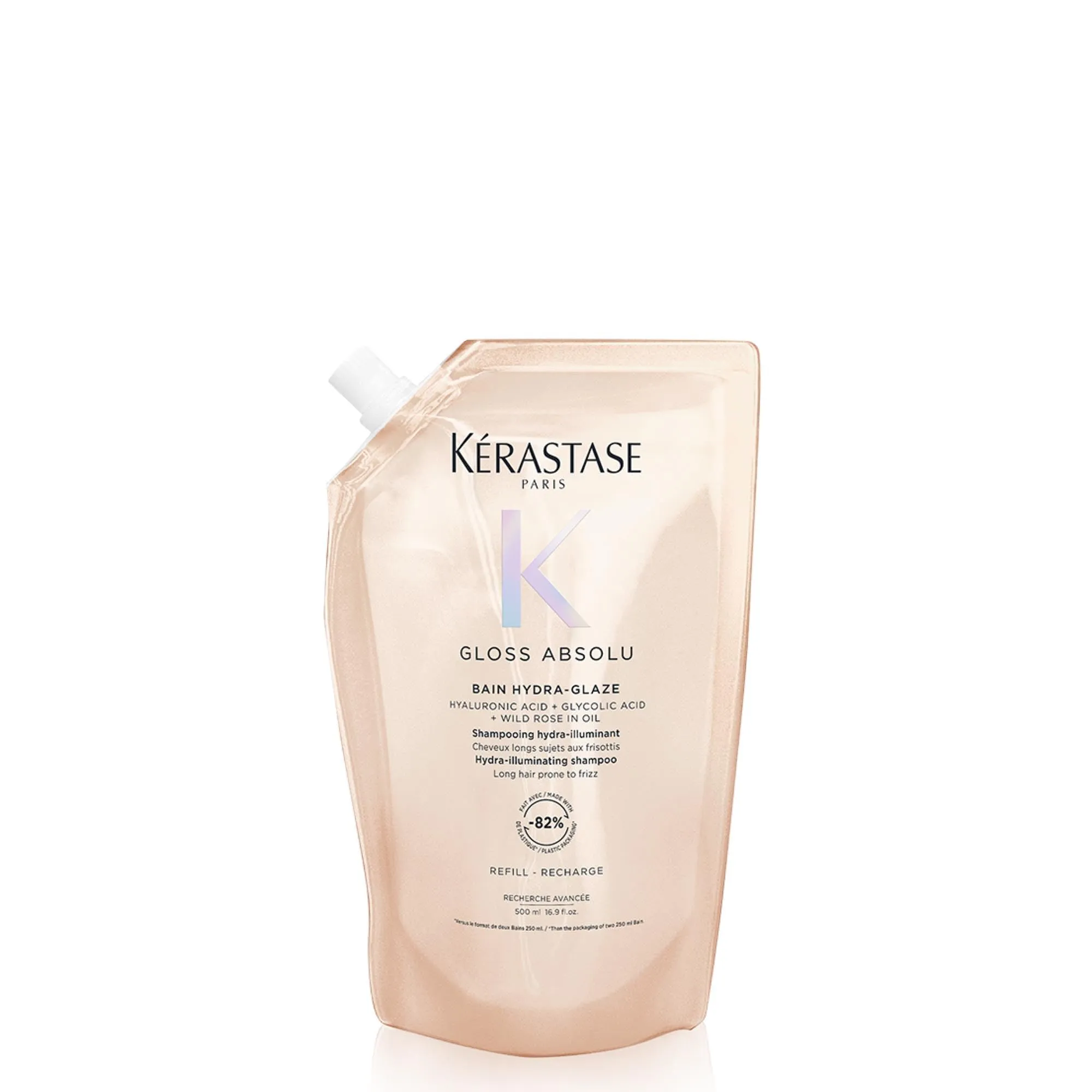 Kérastase Gloss Absolu Bain Hydra-Glaze Eco-Ricarica Shampoo per Capelli Crespi 500ml