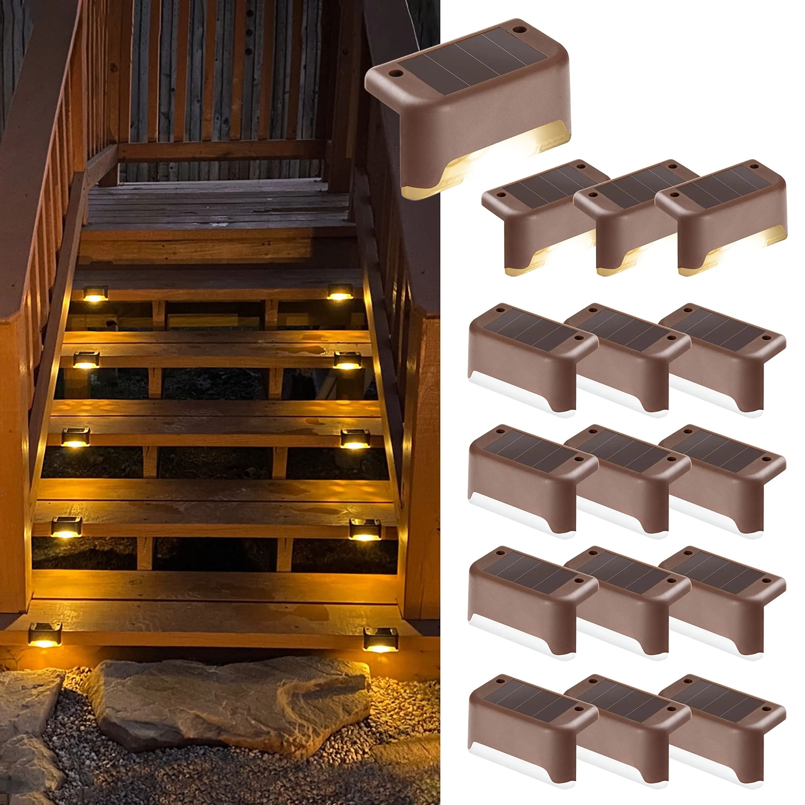 Solpex Luci Solari da Esterno - 16 Pezzi, Illuminazione LED per Scale, Giardini e Percorsi