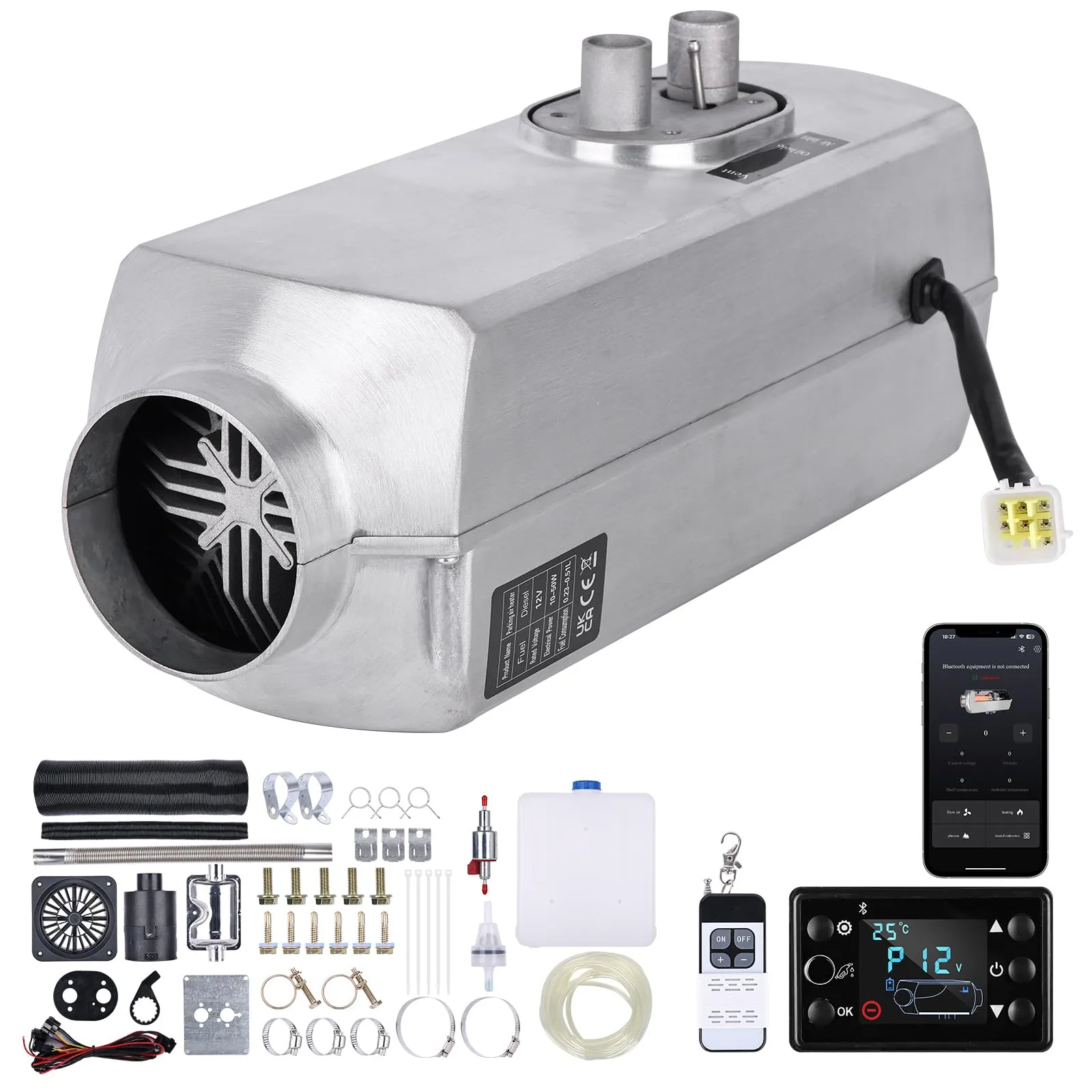 Riscaldatore a Gasolio 8 kW con Bluetooth, Telecomando e Display LCD