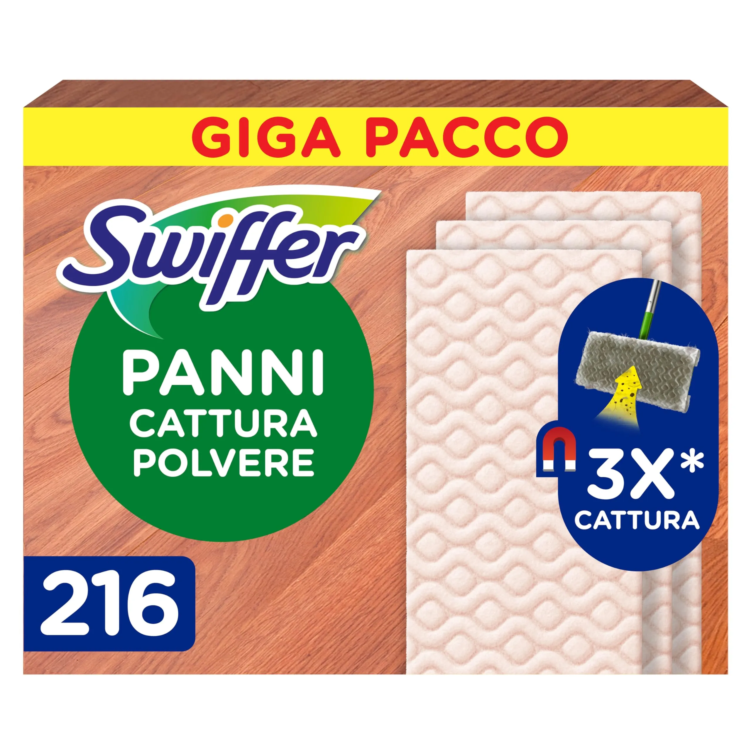 Swiffer Panni Cattura Polvere Dry, Giga Formato, 216 Ricambi