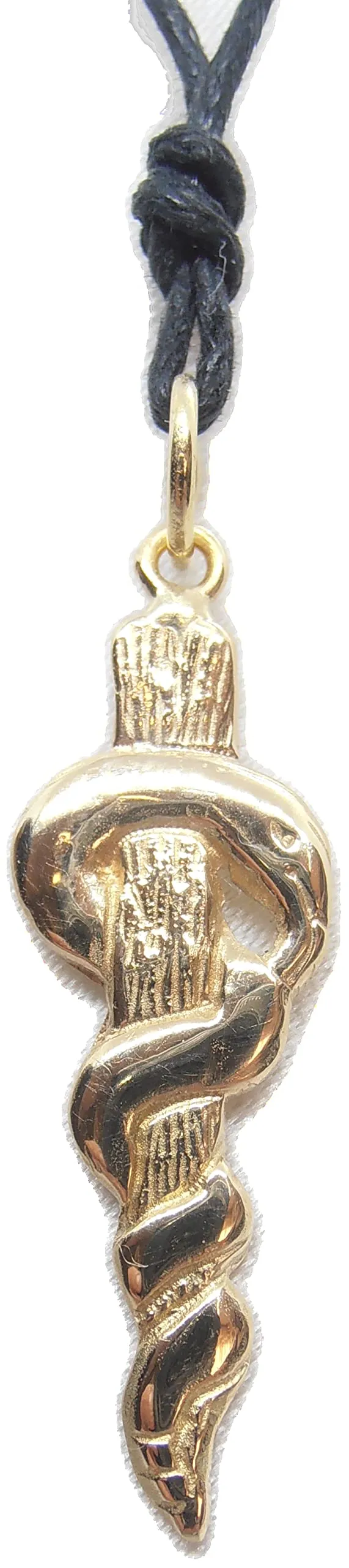 Bastone di Esculapio: Ciondolo in Oro Giallo 18 Kt, Simbolo di Medicina e Guarigione