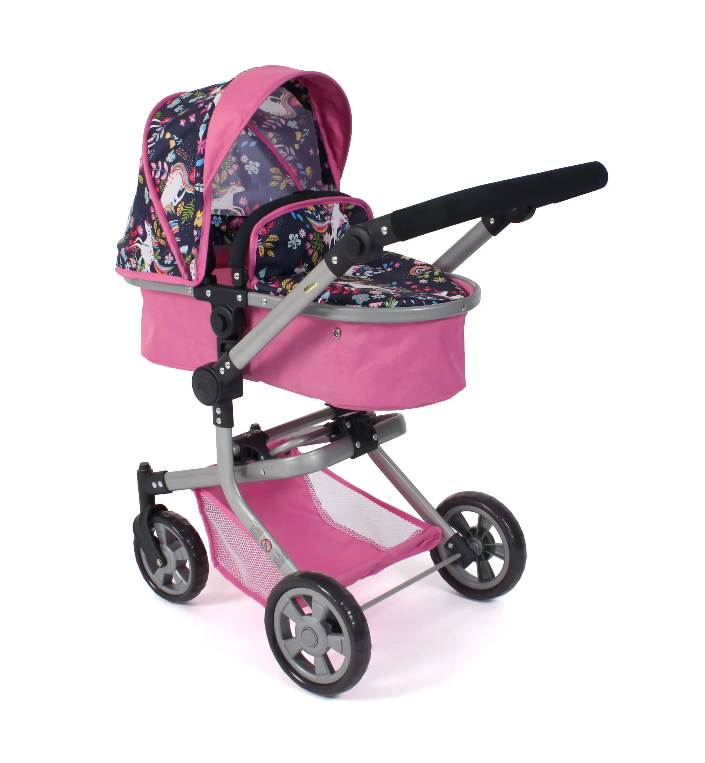 Bayer Chic 2000 - Passeggino per bambole Mika Unicorno Rosa-Navy 2 in 1