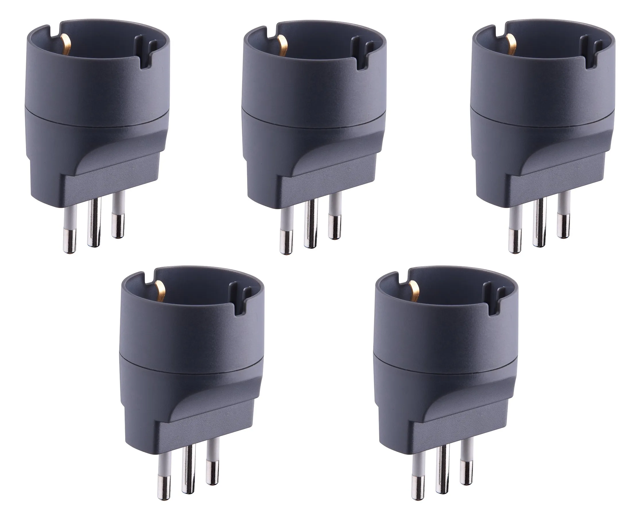 Electraline 92294 Set 5 Adattatori da Schuko a Spina Piccola 10A, Nero, Confezione da 5