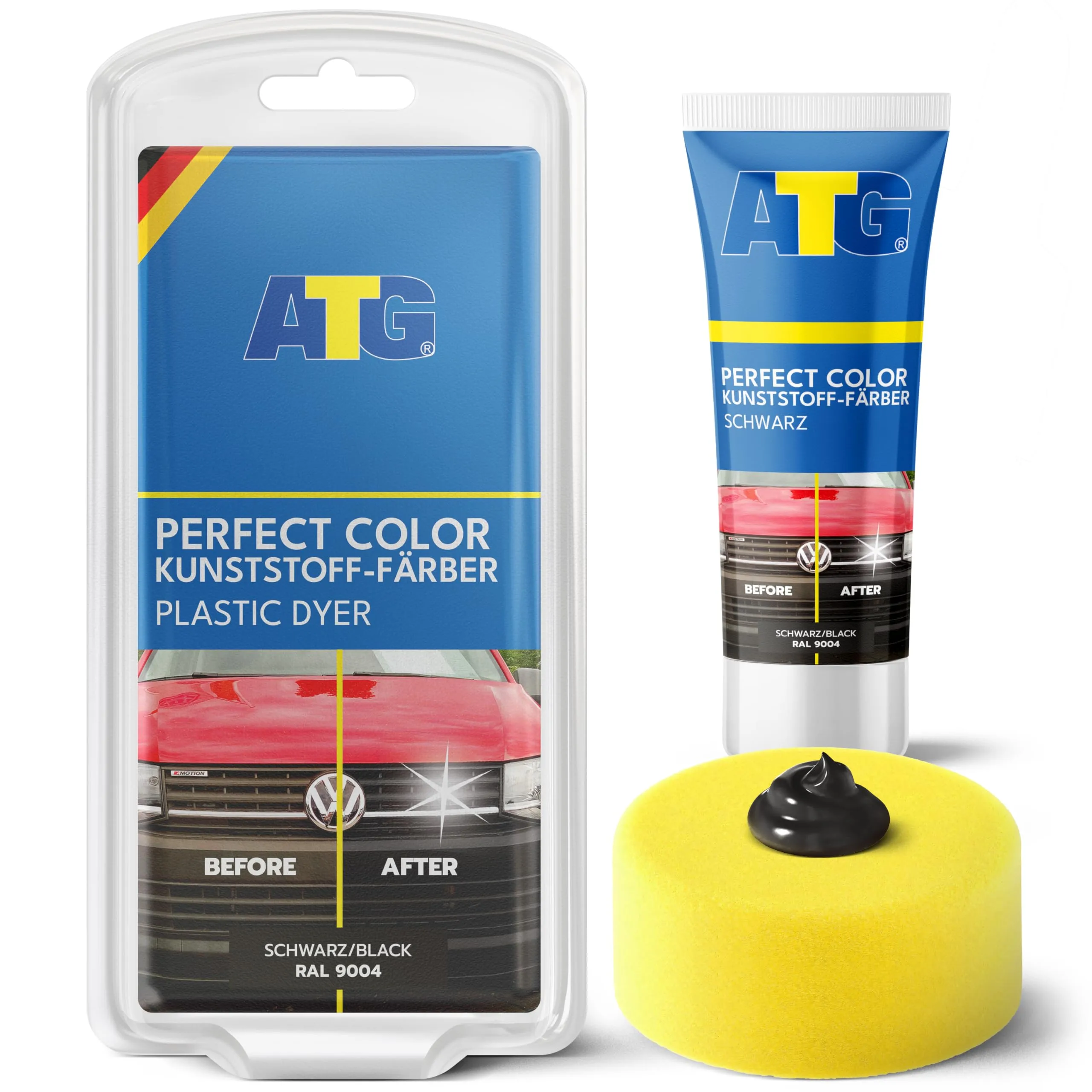 ATG Rinnova plastiche Auto Nero - Ravviva plastiche Auto Esterno - Rinnova plastica - Cura Delicata della plastica per Esterni e Interni dell'auto - Rinnova paraurti Auto Nero plastiche Auto