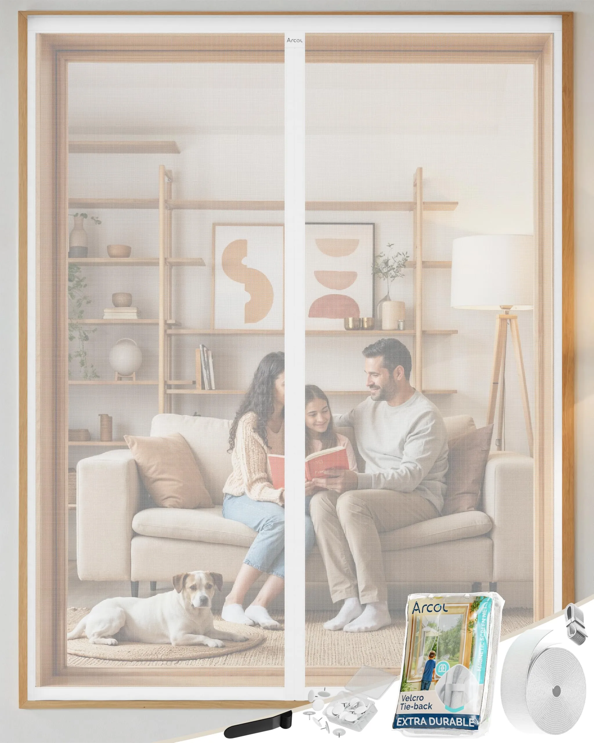 Zanzariera Magnetica Finestra ARCOL 120x150 cm Antigraffio in Vetroresina (Bianco)