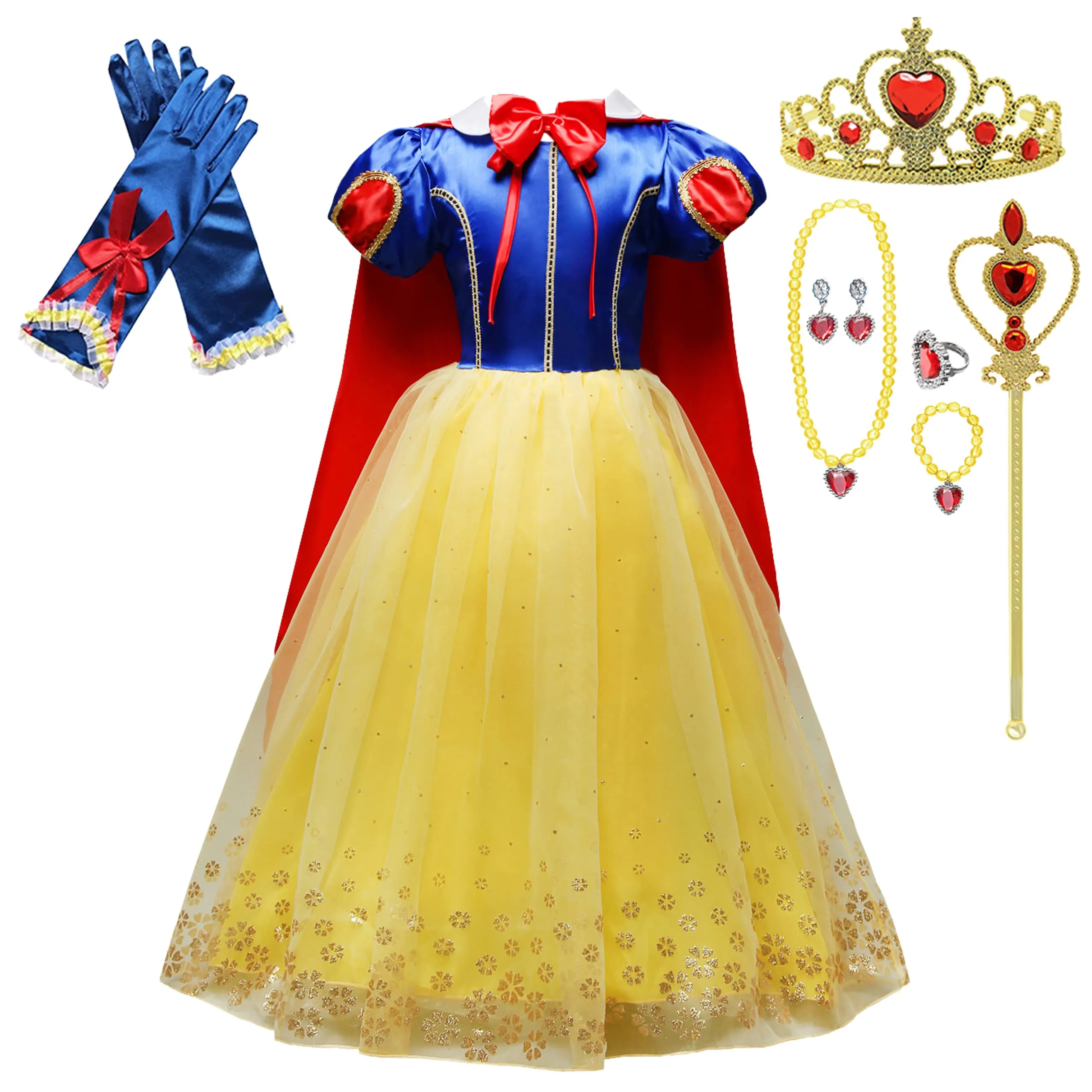 Lito Angels Vestito Costume da Principessa Biancaneve per Bambina (5-6 Anni)