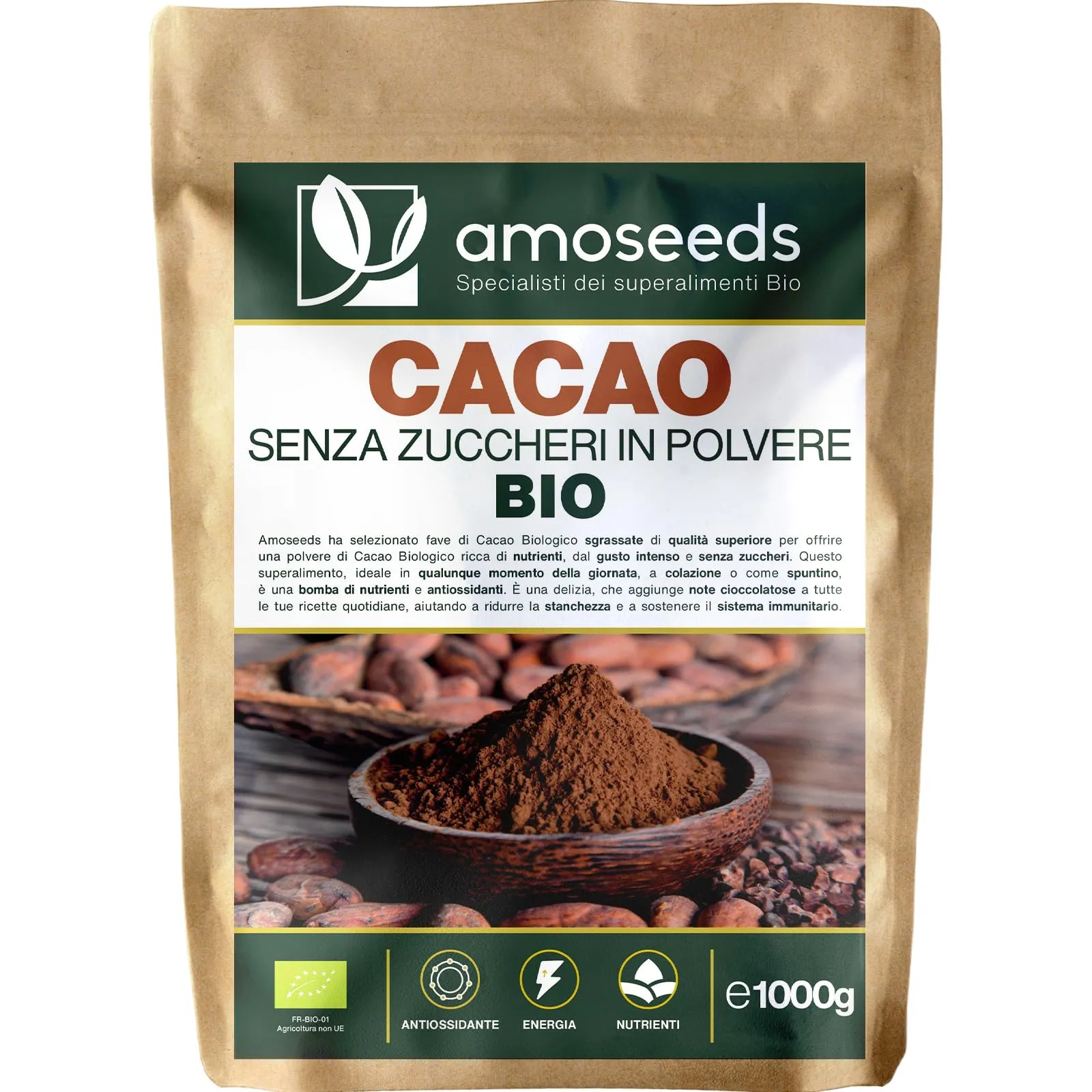 Cacao Senza Zuccheri in polvere BIO 1KG