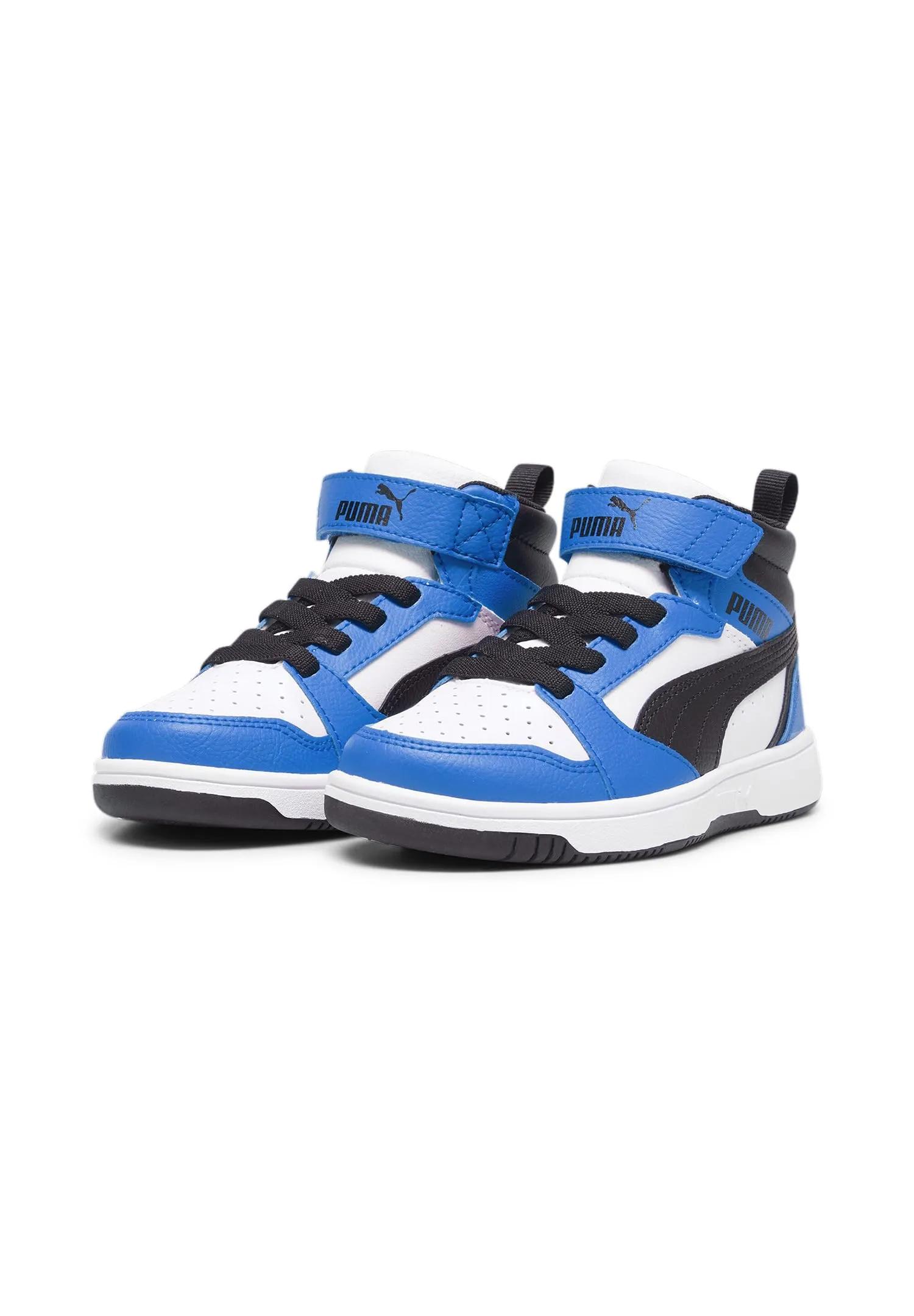 Puma Rebound V6 Mid AC+ PS Sneakers Bianco Nero Blu Bambino
