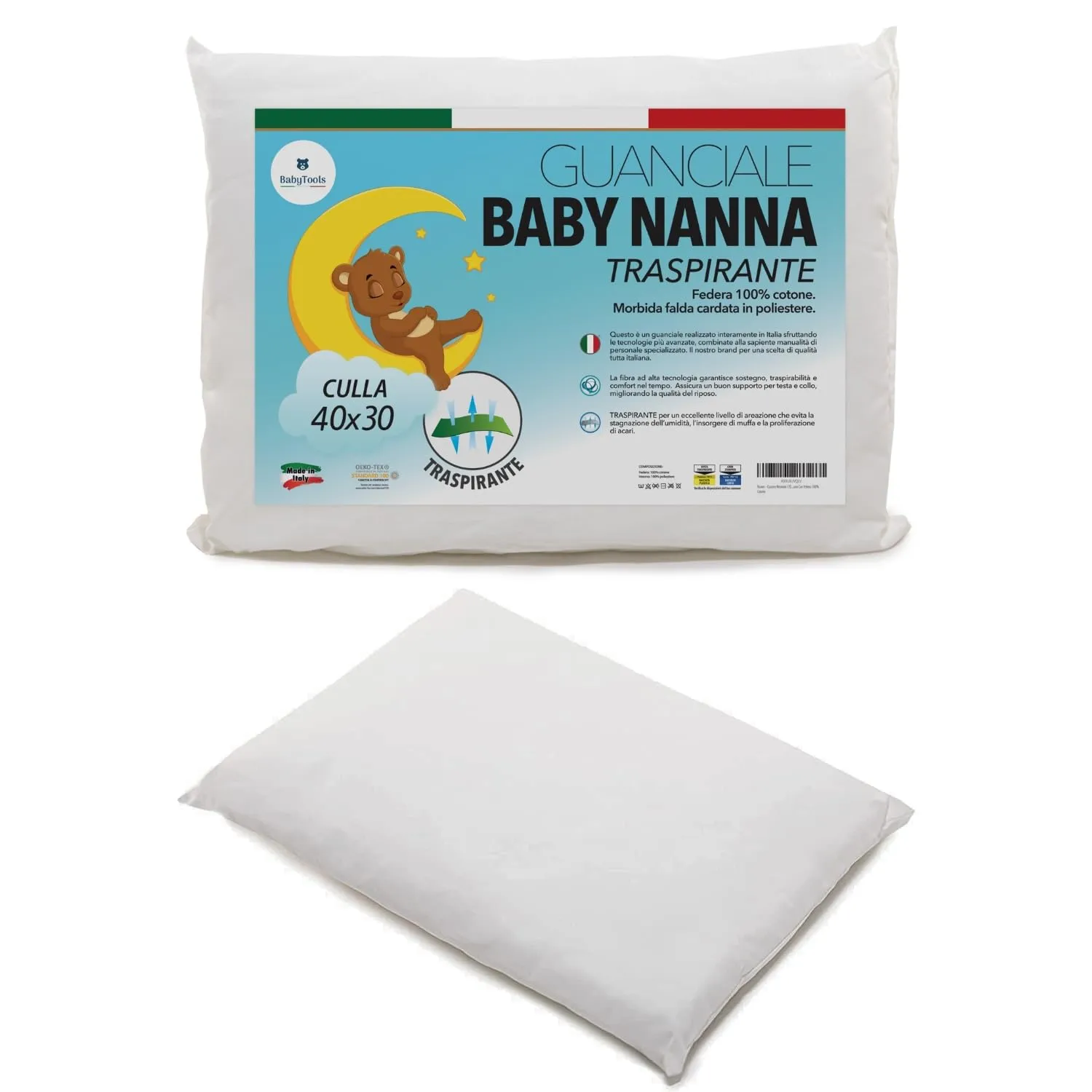 Cuscino Neonato Made in Italy Traspirante e Anti-Acaro